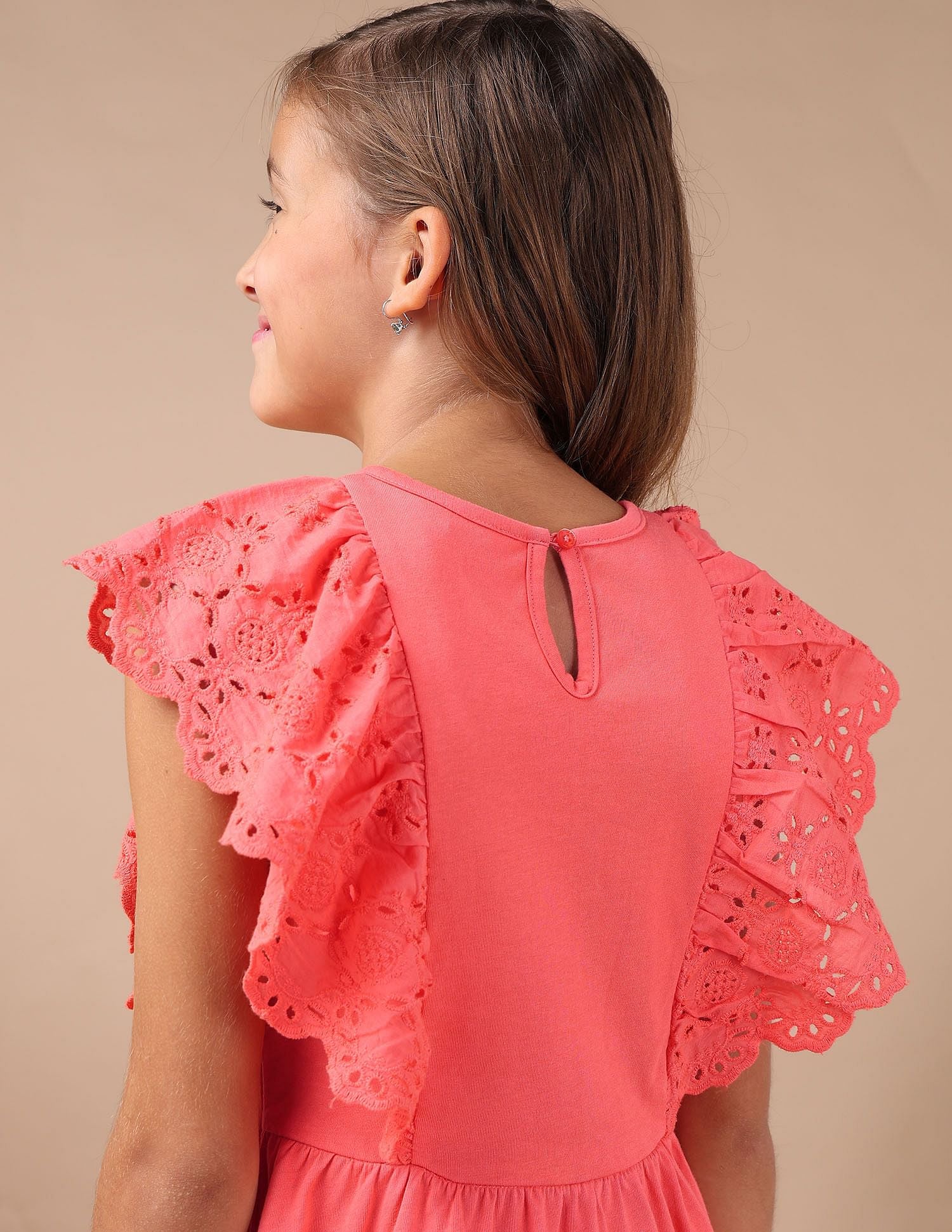 Girls Schiffli Fit And Flare Dress - Image 9