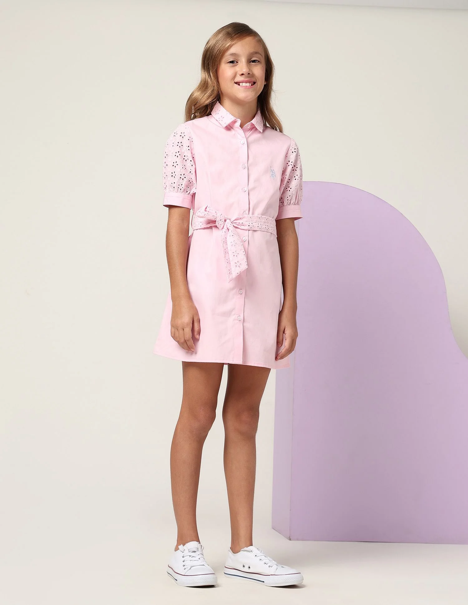 Girls Schiffli Shirt Dress - Image 3
