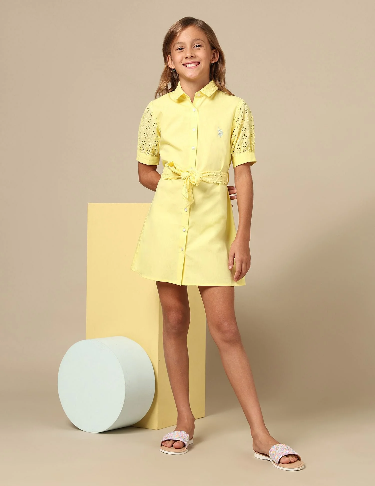 Girls Schiffli Shirt Dress - Image 3