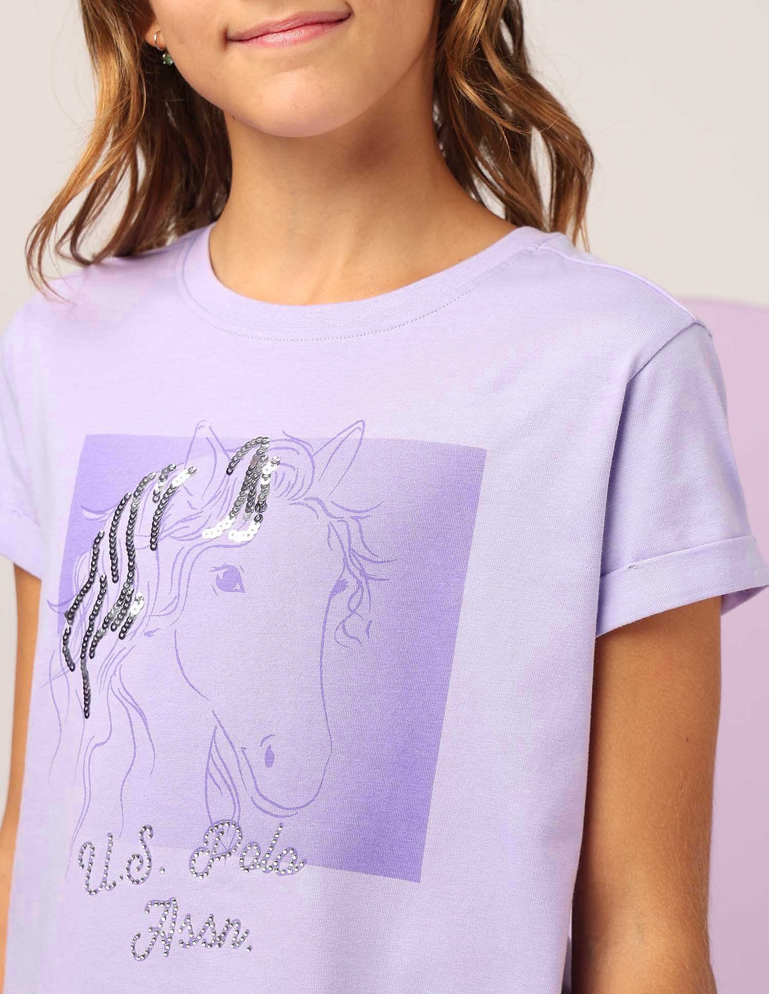 Girls Sequins Detailed Relaxed Fit T-Shirt - Image 5