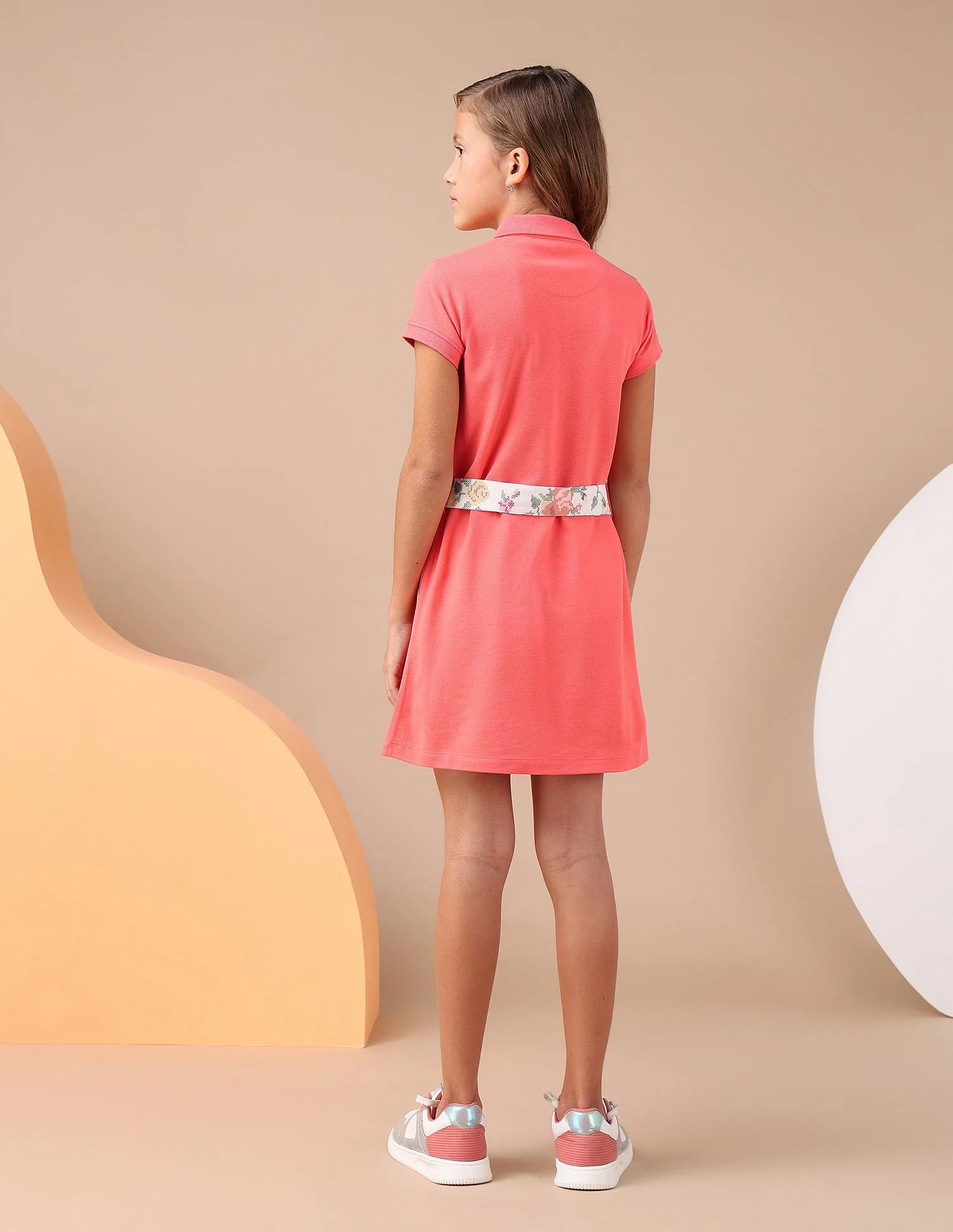 Girls Solid A Line Polo Dress - Image 4