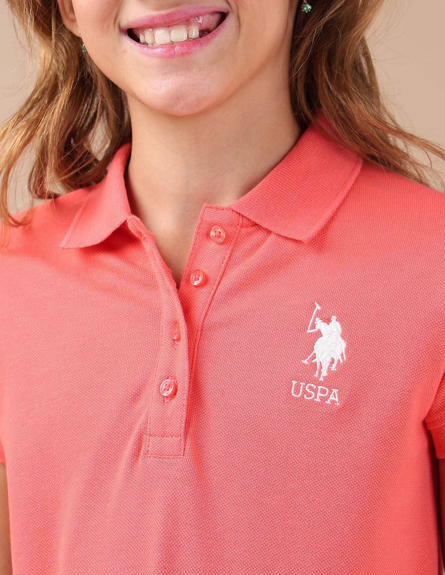 Girls Solid A Line Polo Dress - Image 5