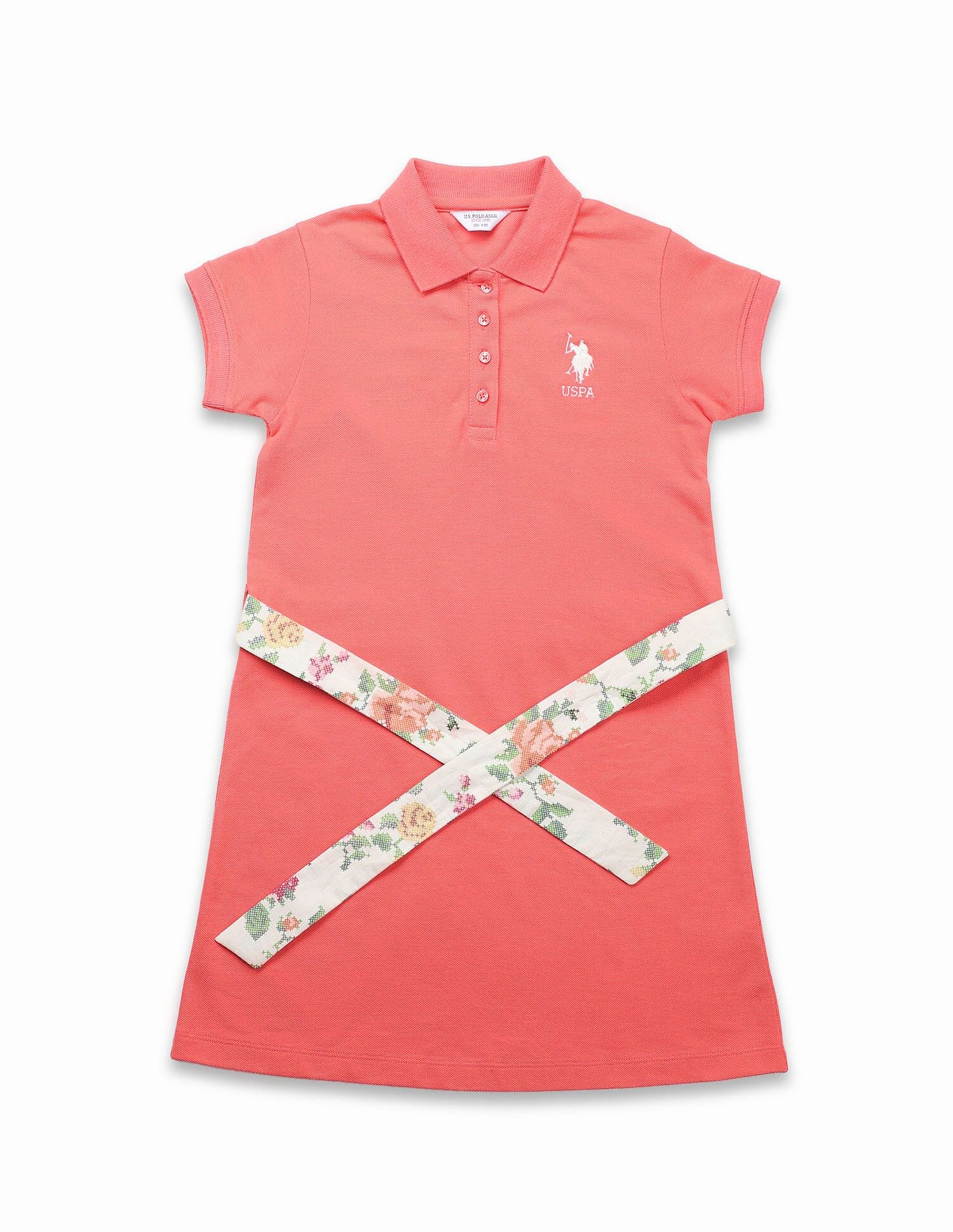 Girls Solid A Line Polo Dress - Image 6