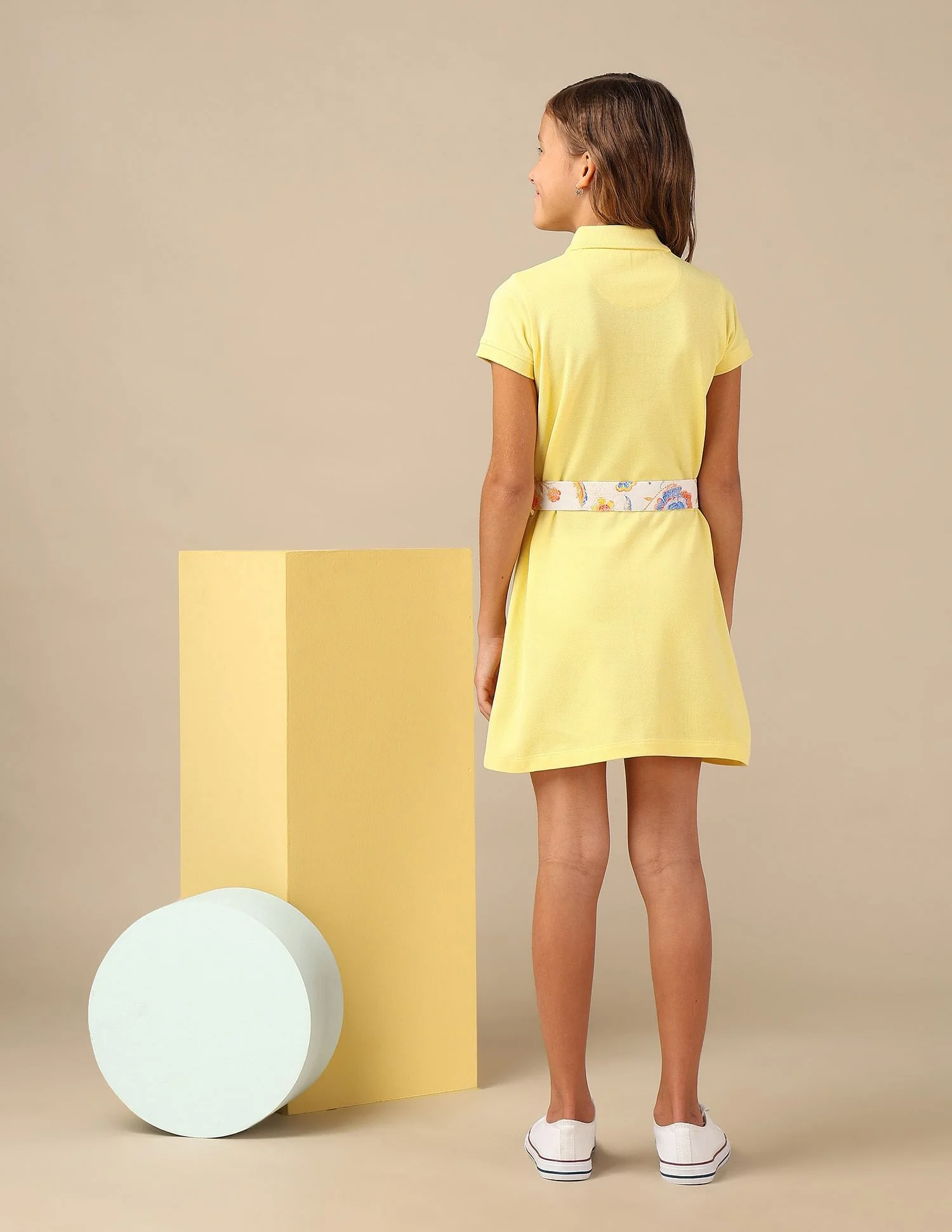 Girls Solid A Line Polo Dress - Image 3