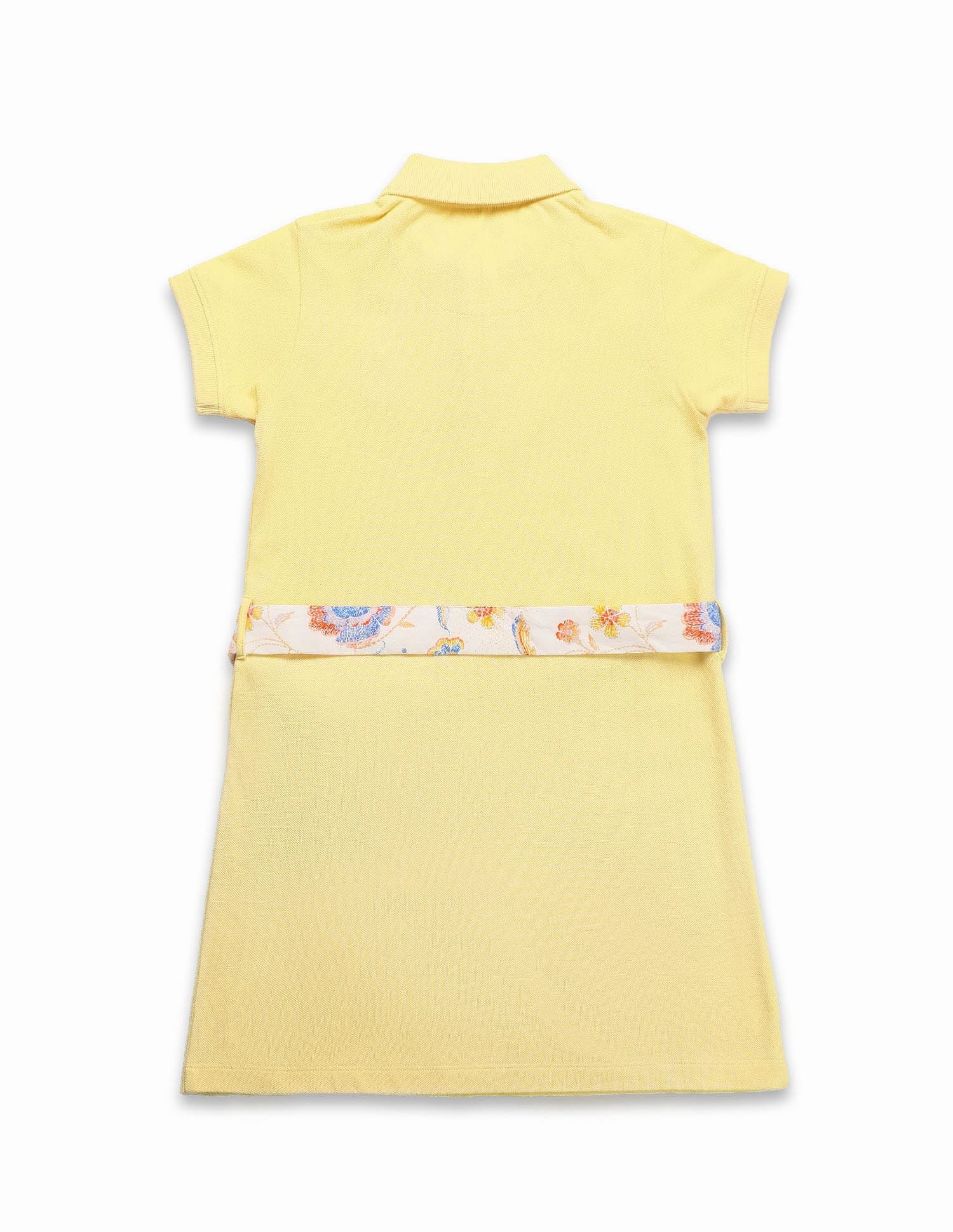 Girls Solid A Line Polo Dress - Image 7