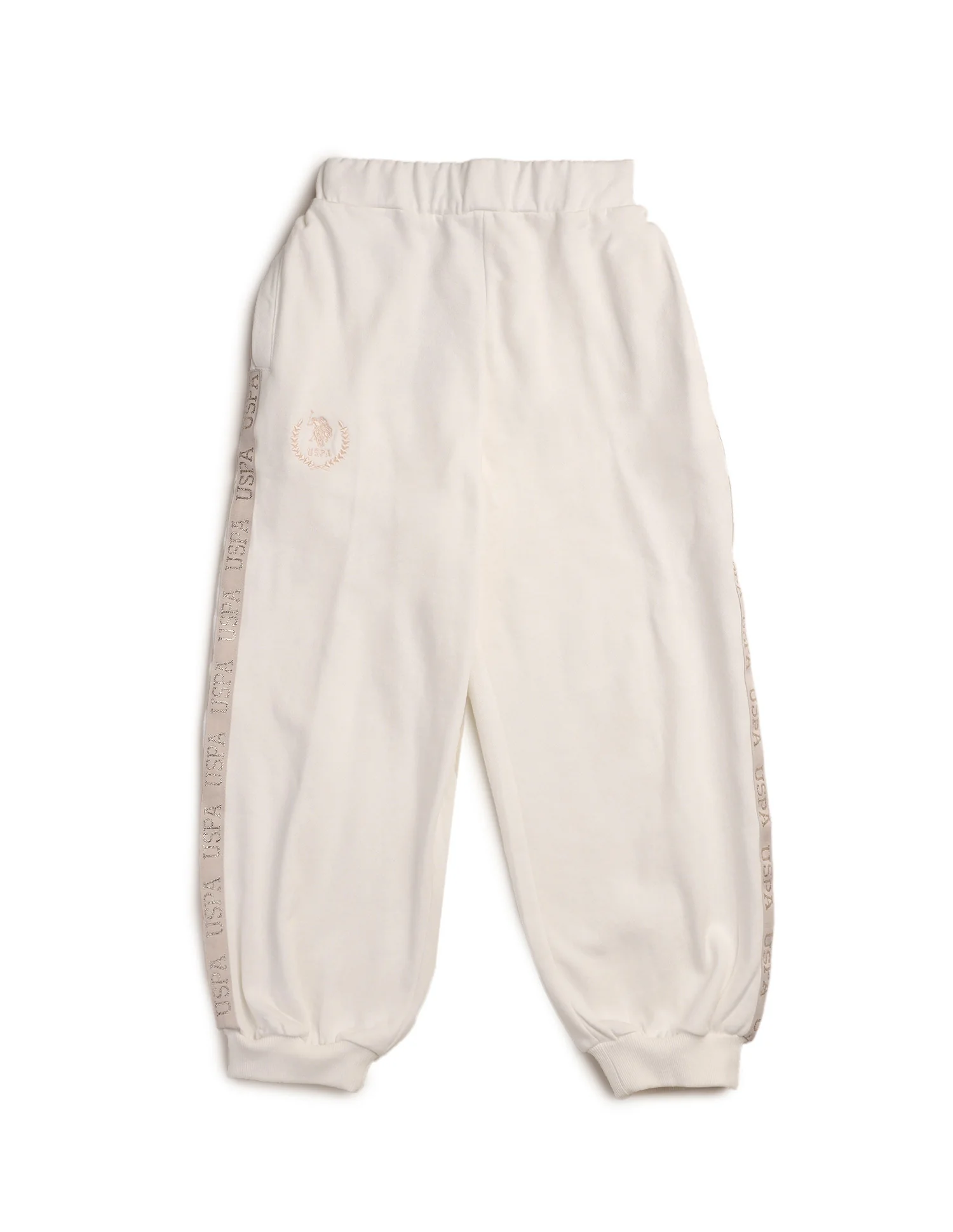 Girls Solid Brand Tape Joggers - Image 8