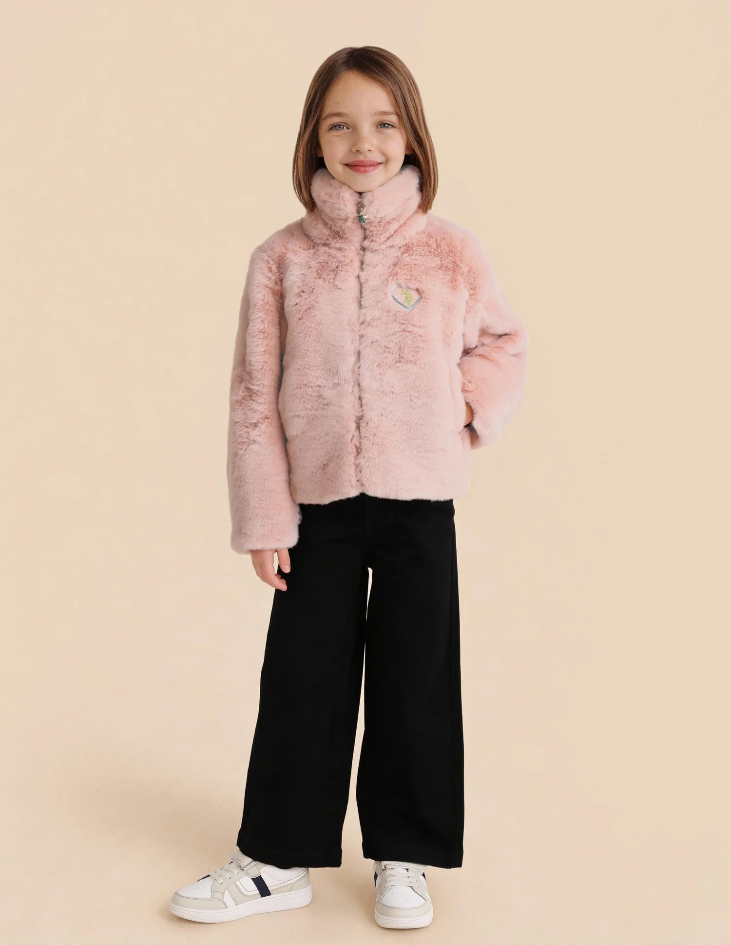 Girls Solid Comfort Fit Jacket - Image 3