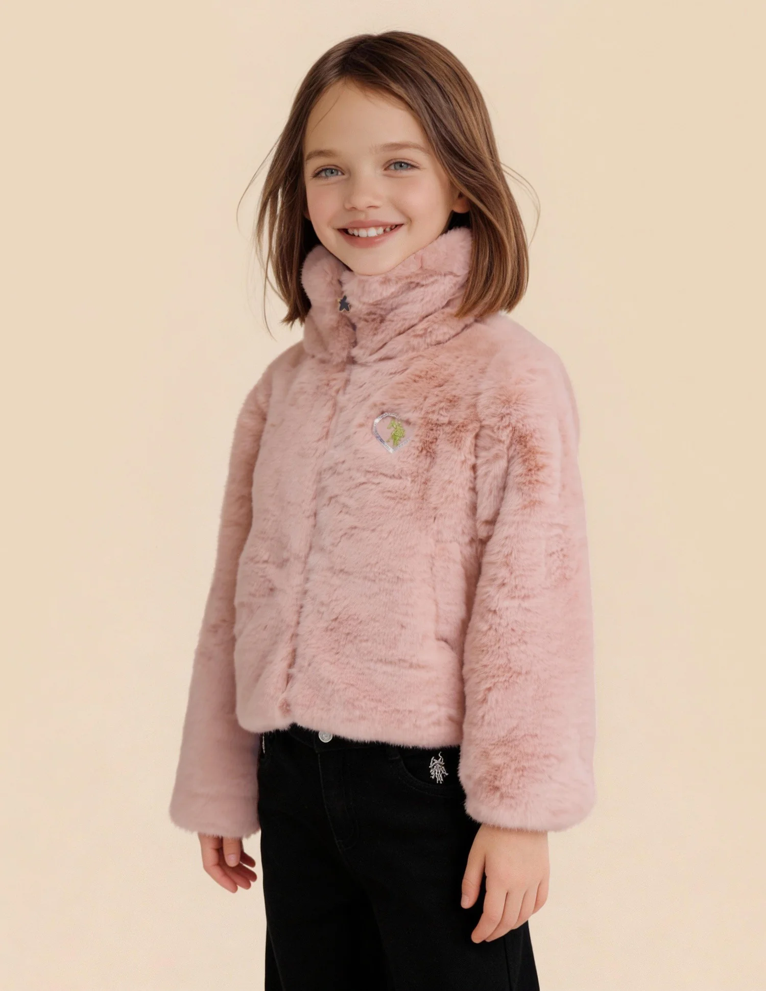 Girls Solid Comfort Fit Jacket - Image 4