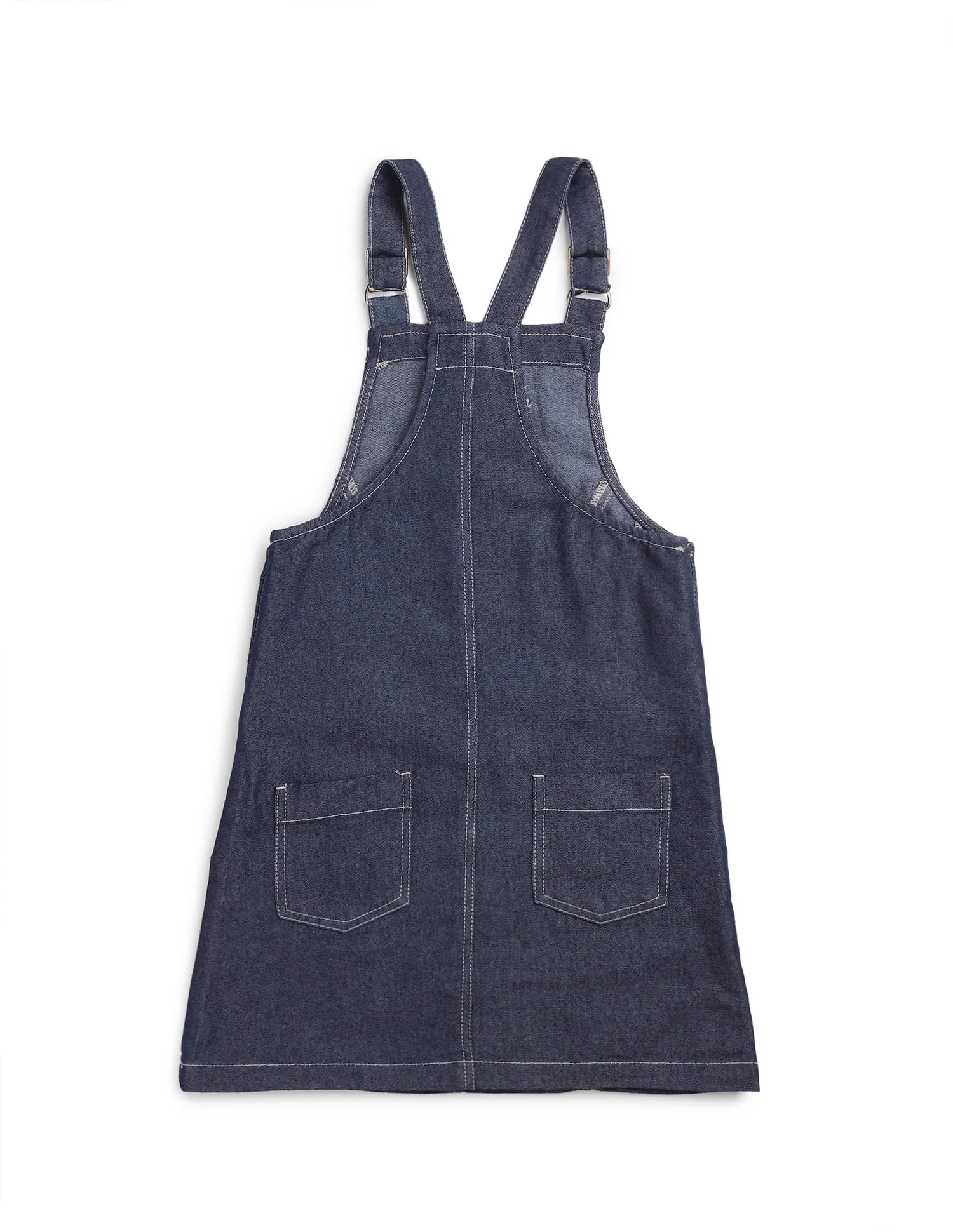 Girls Solid Dungaree Dress - Image 8