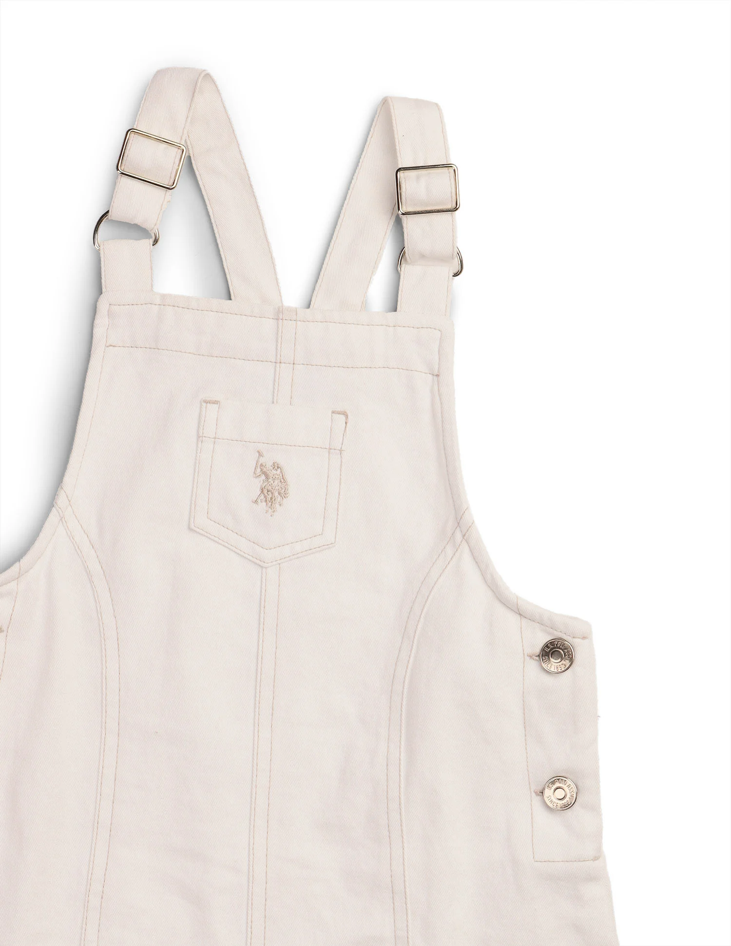Girls Solid Dungaree Dress - Image 2