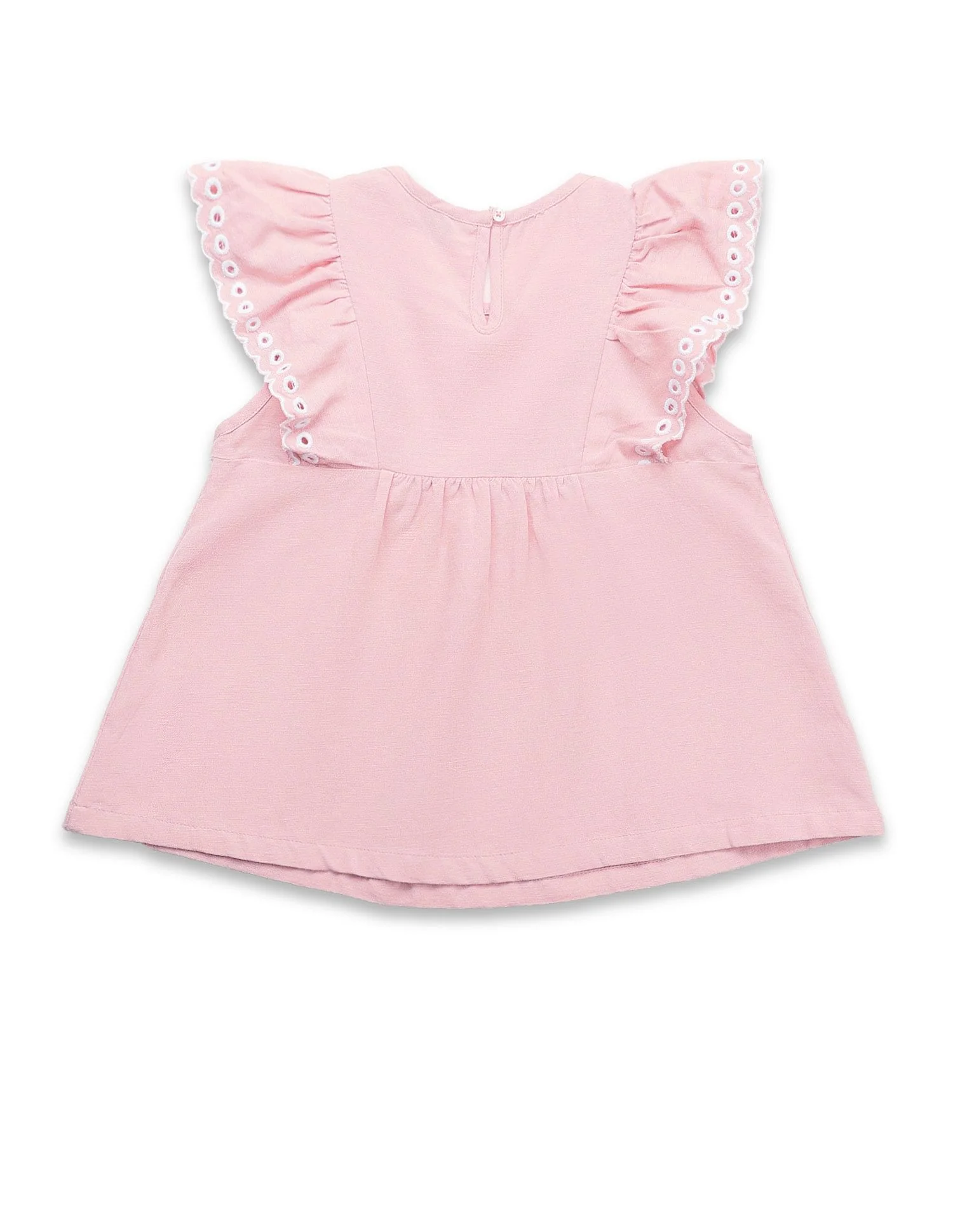 Girls Solid Embroidered Frill Top - Image 7
