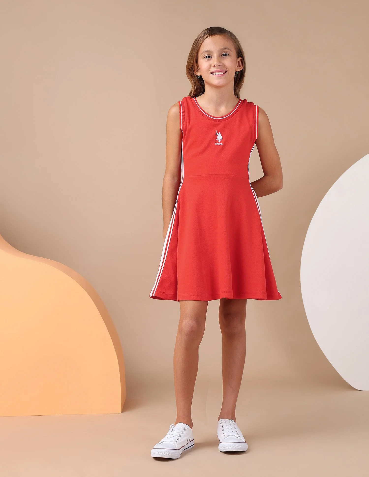 Girls Solid Fit And Flare Dress - Image 3