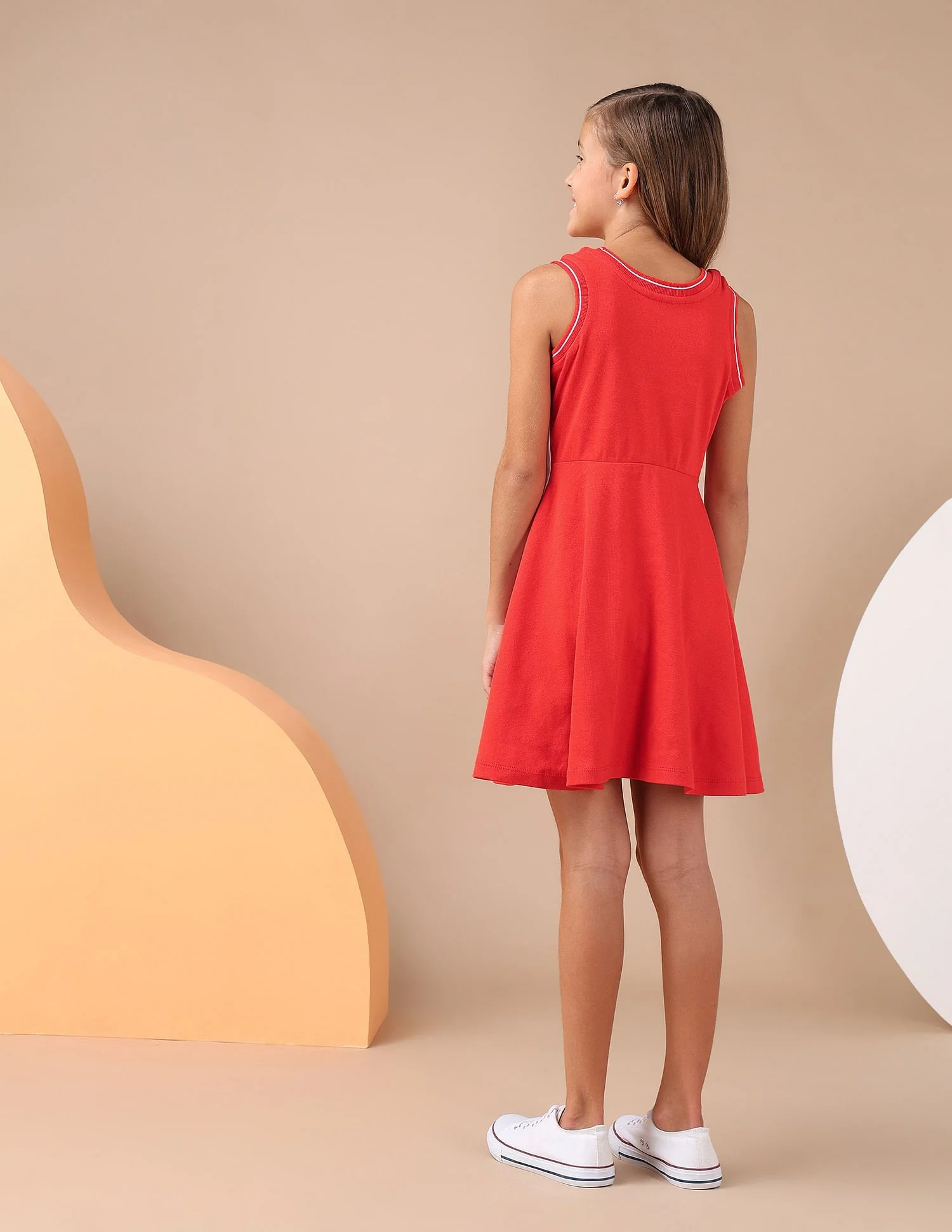 Girls Solid Fit And Flare Dress - Image 4