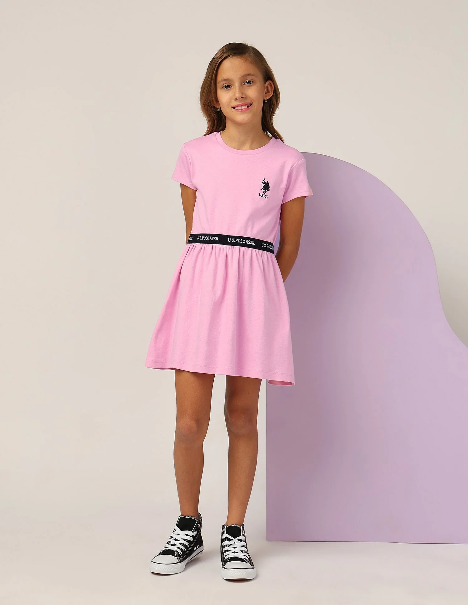 Girls Solid Fit And Flare Dress - Image 4