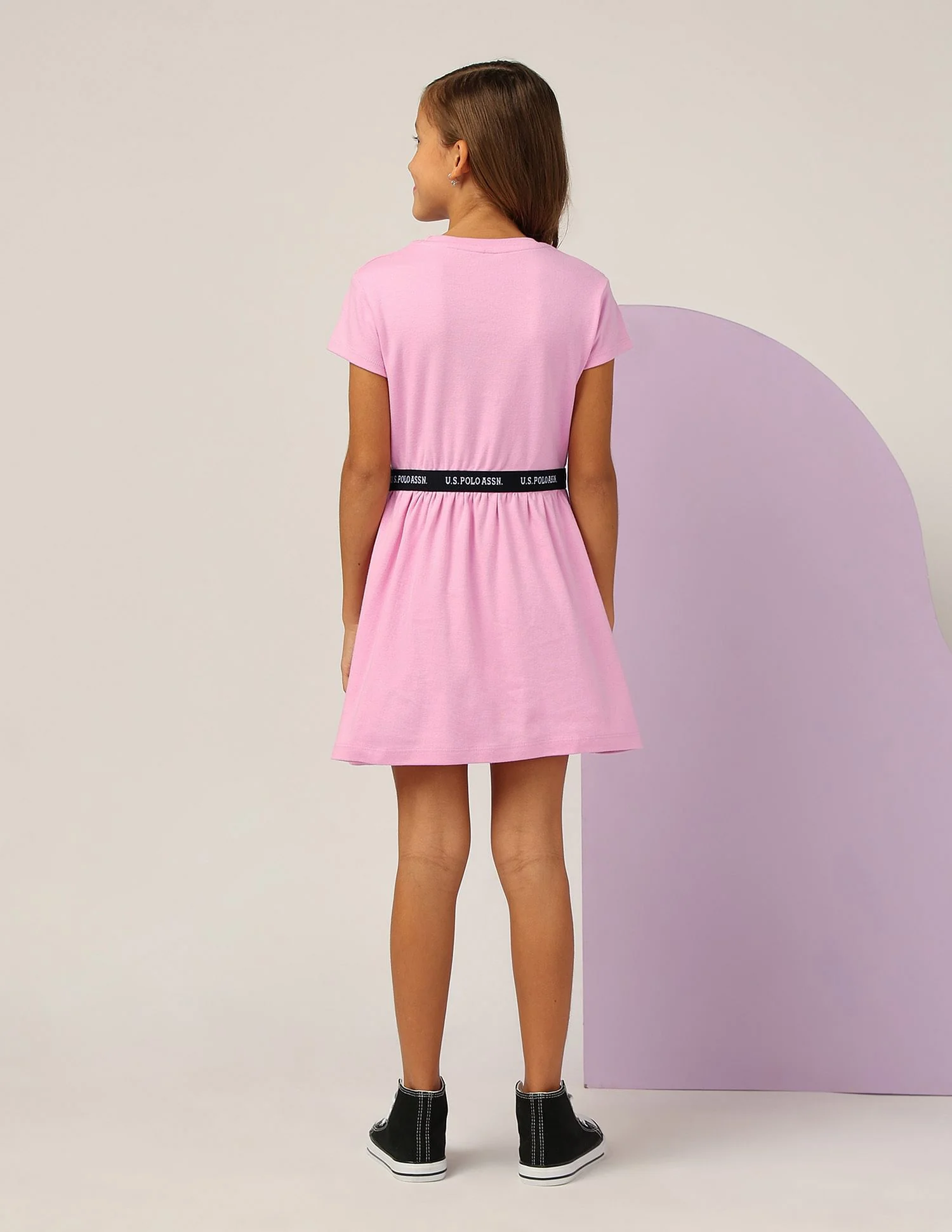 Girls Solid Fit And Flare Dress - Image 5
