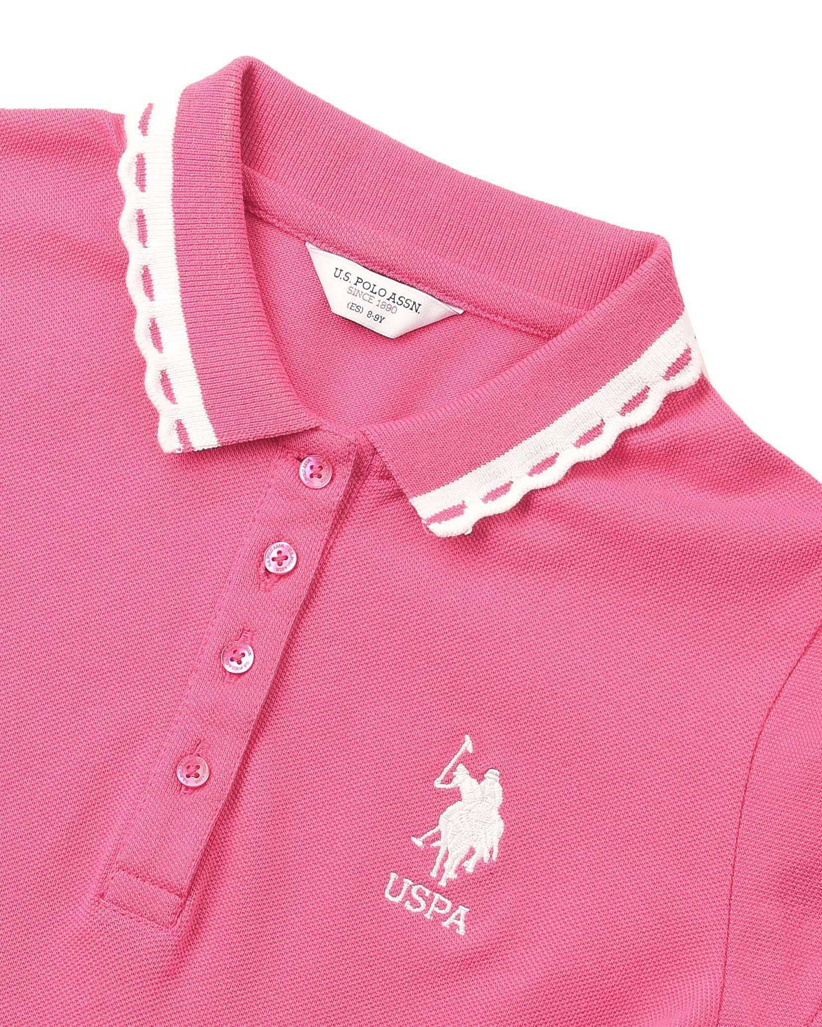Girls Solid Fit And Flare Polo Dress - Image 9