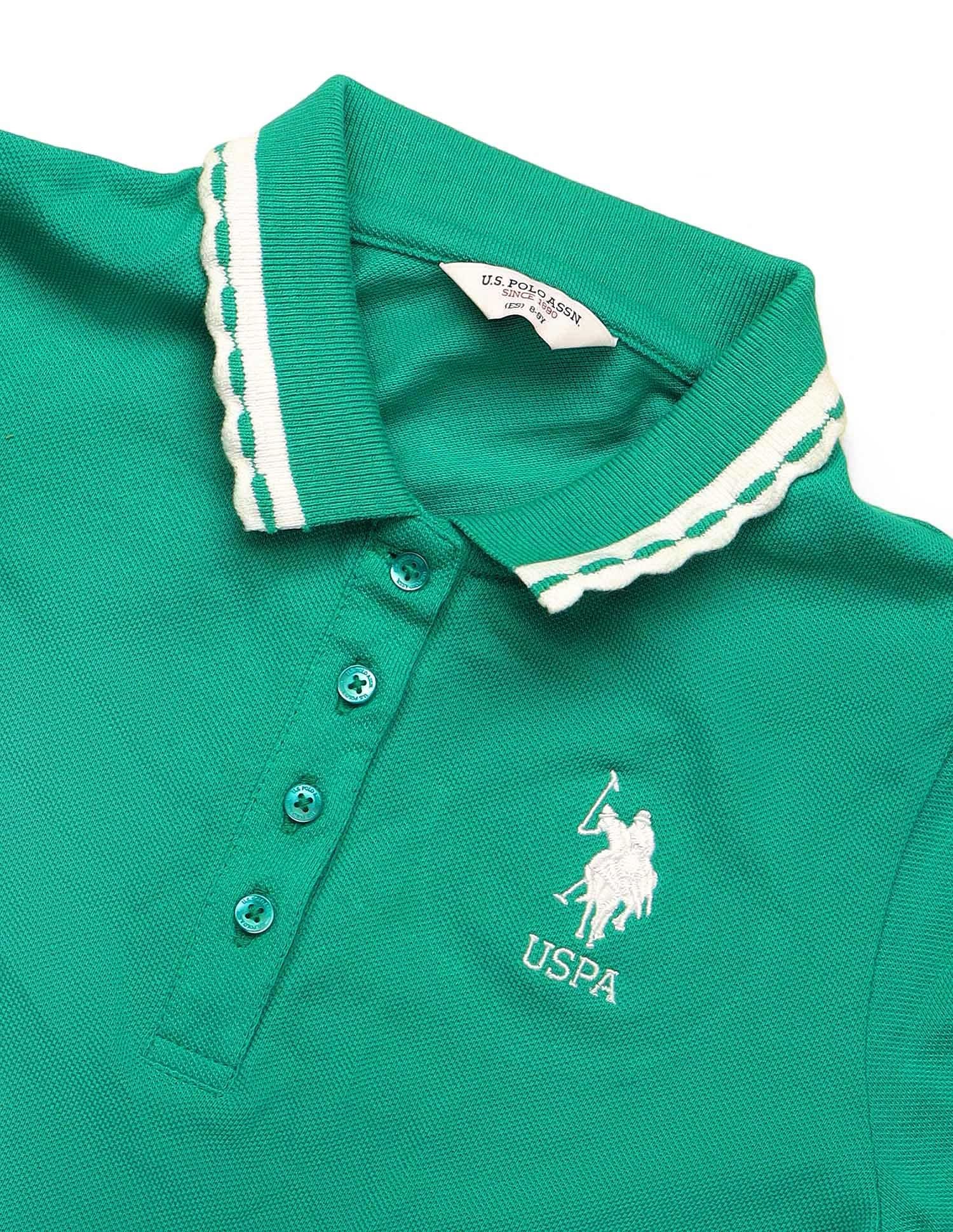 Girls Solid Fit And Flare Polo Dress - Image 9