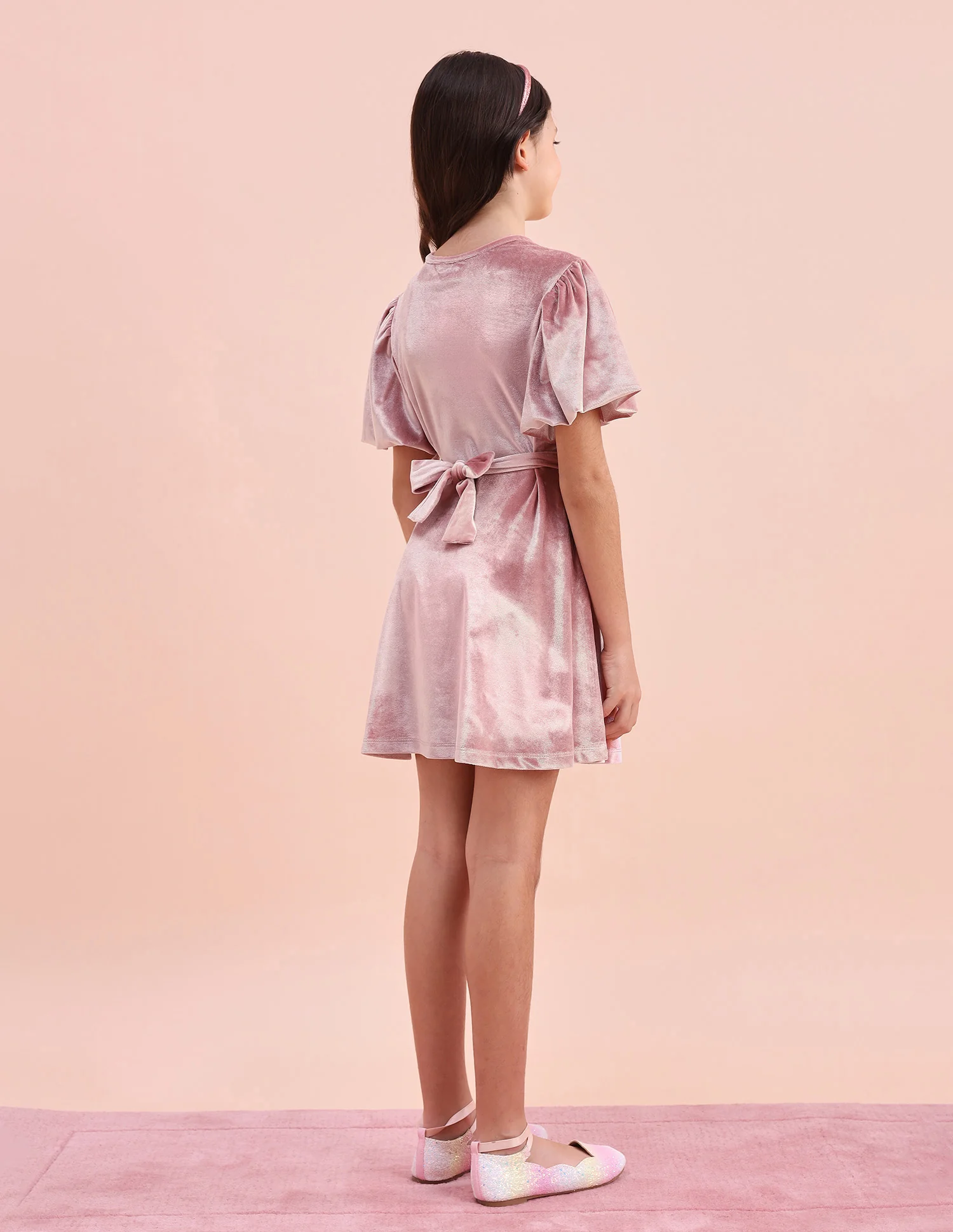 Girls Solid Fit & Flare Dress - Image 6
