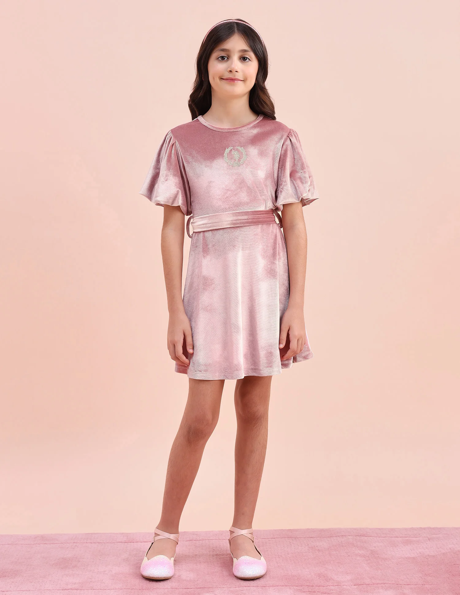 Girls Solid Fit & Flare Dress - Image 7