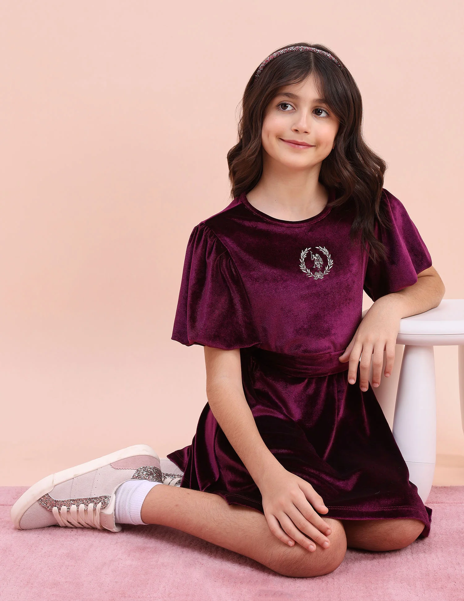 Girls Solid Fit & Flare Dress - Image 2