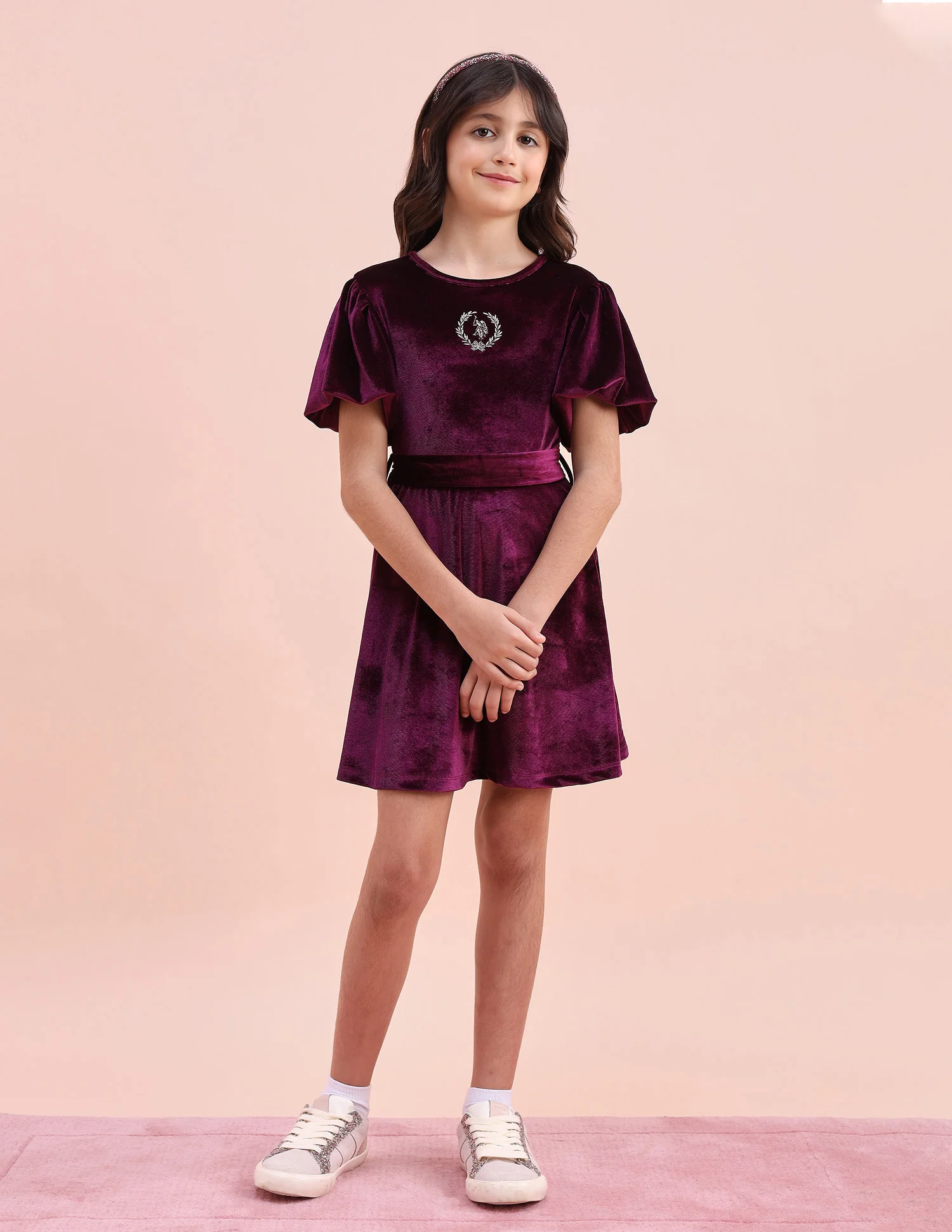 Girls Solid Fit & Flare Dress - Image 4
