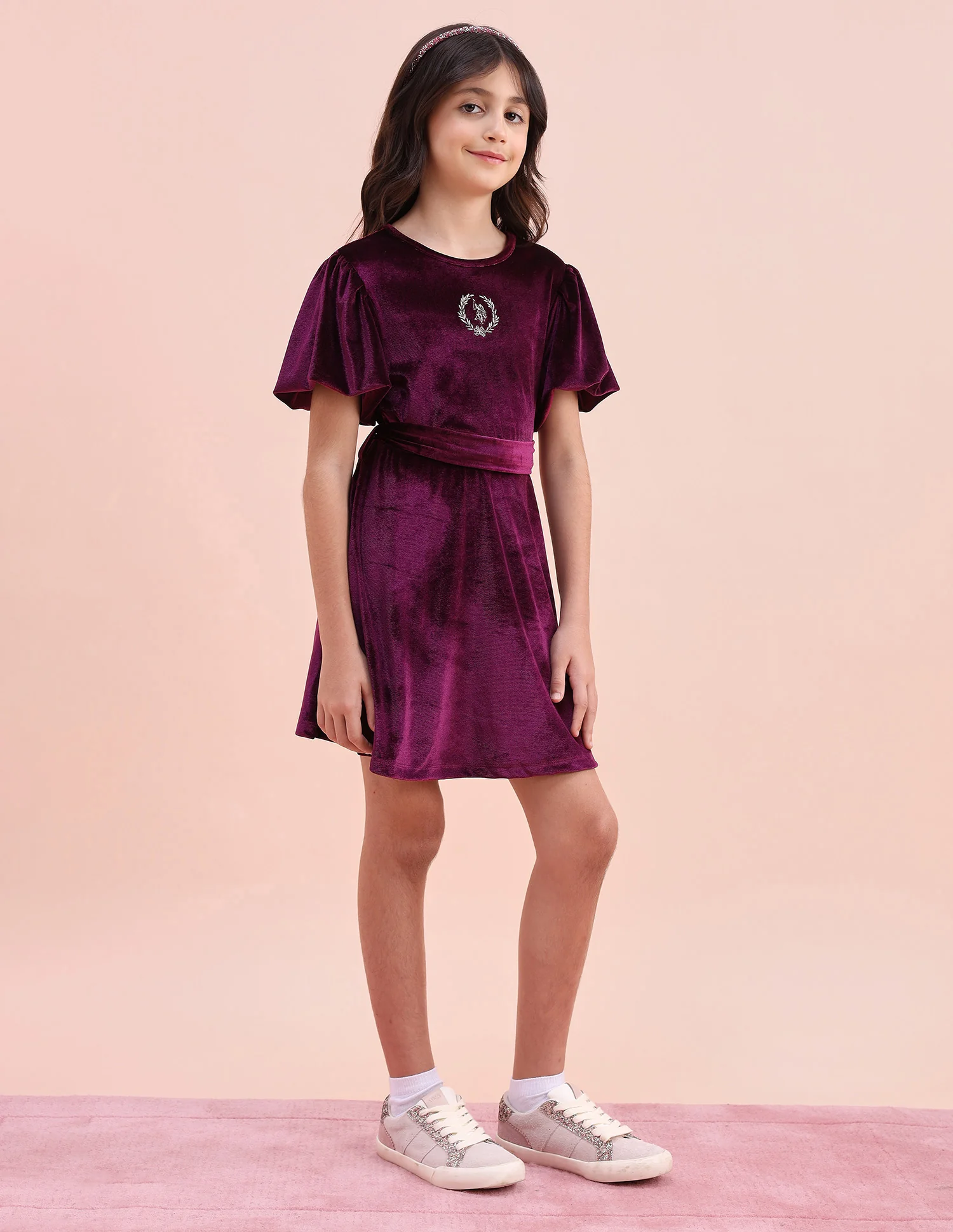 Girls Solid Fit & Flare Dress - Image 5