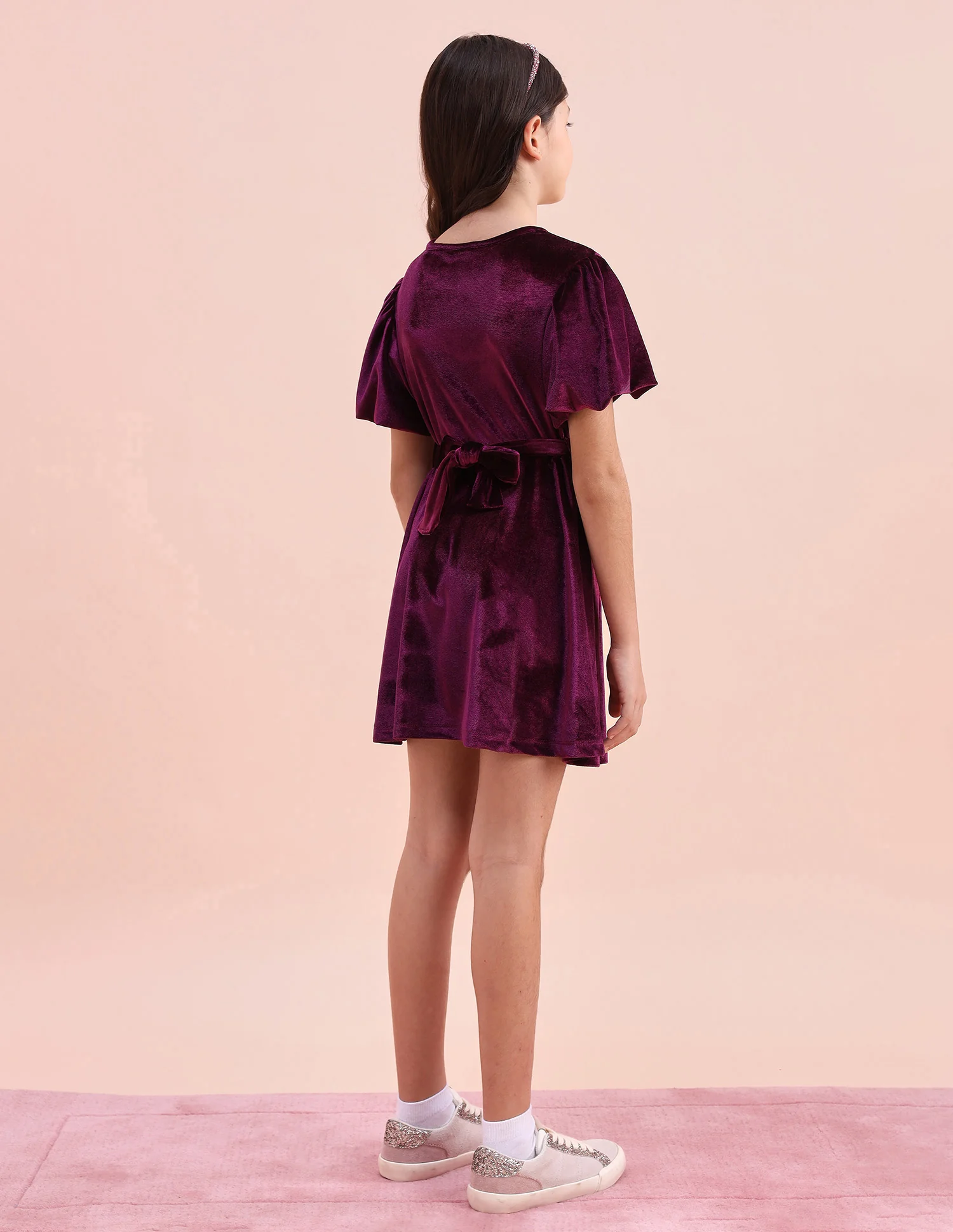 Girls Solid Fit & Flare Dress - Image 6