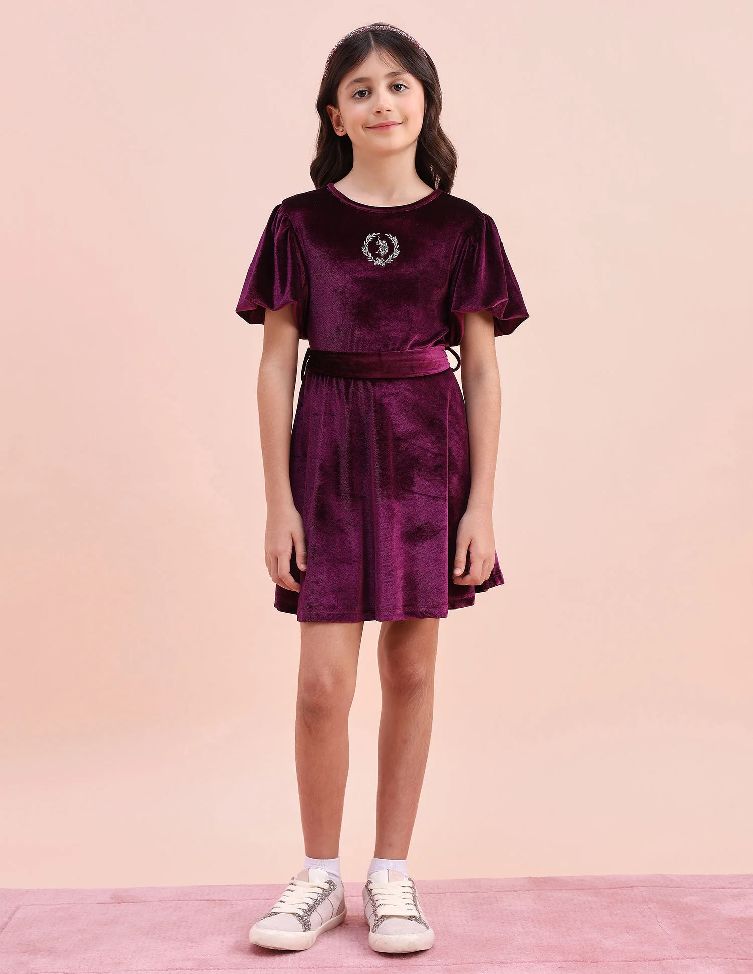Girls Solid Fit & Flare Dress - Image 7