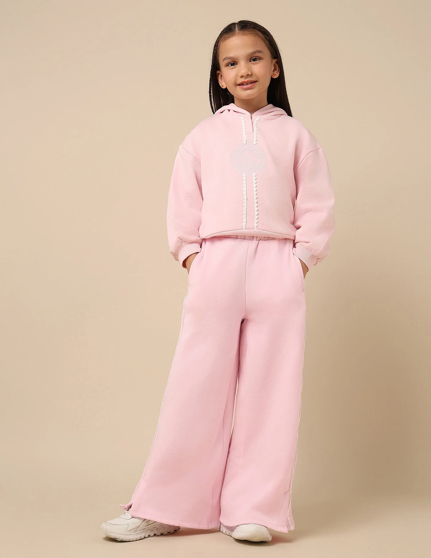 Girls Solid Lace Trim Trousers - Image 3