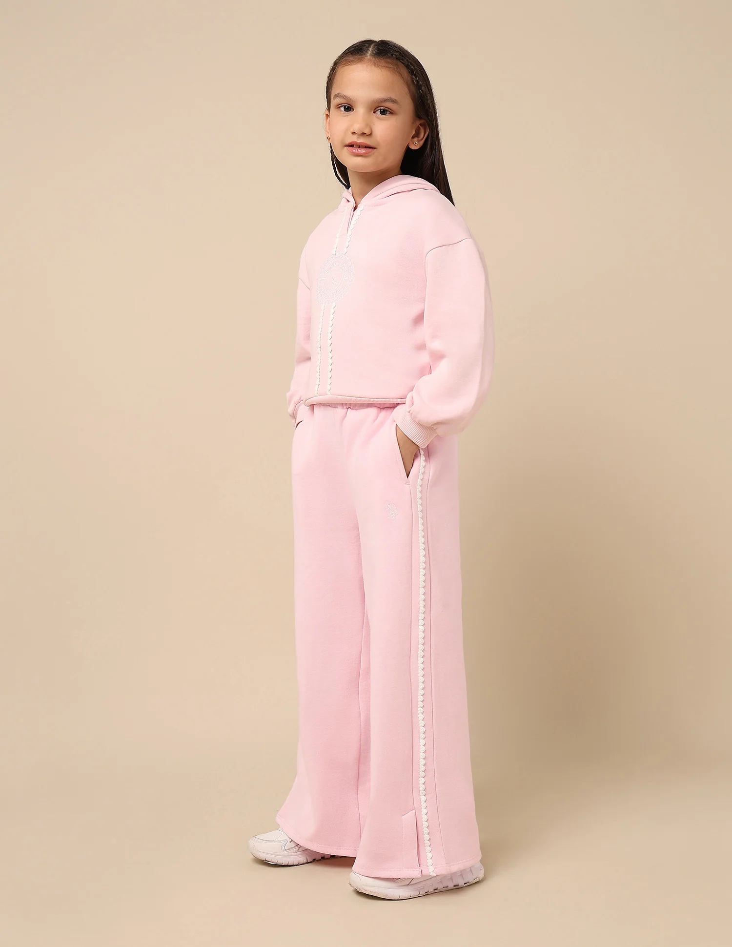Girls Solid Lace Trim Trousers - Image 4