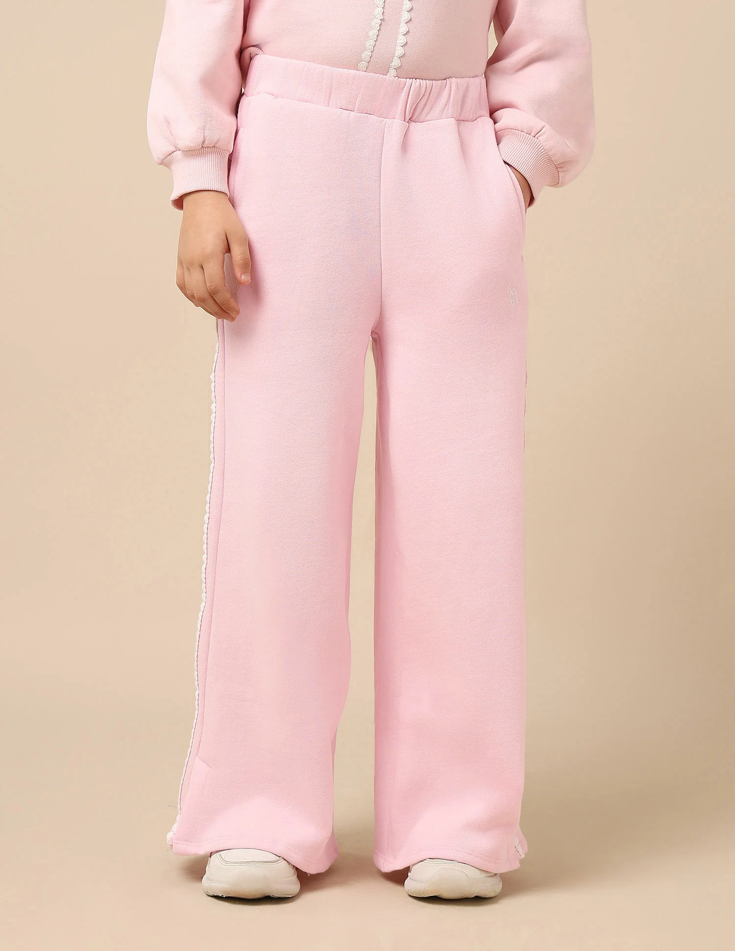 Girls Solid Lace Trim Trousers - Image 6