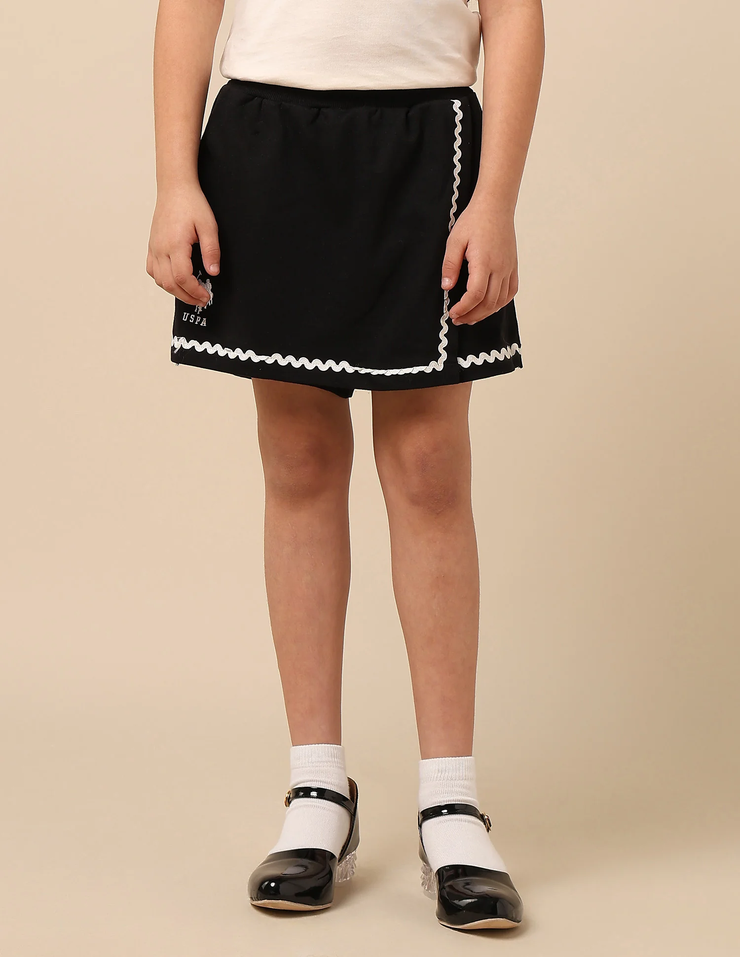 Girls Solid Lace Trim Skort - Image 6