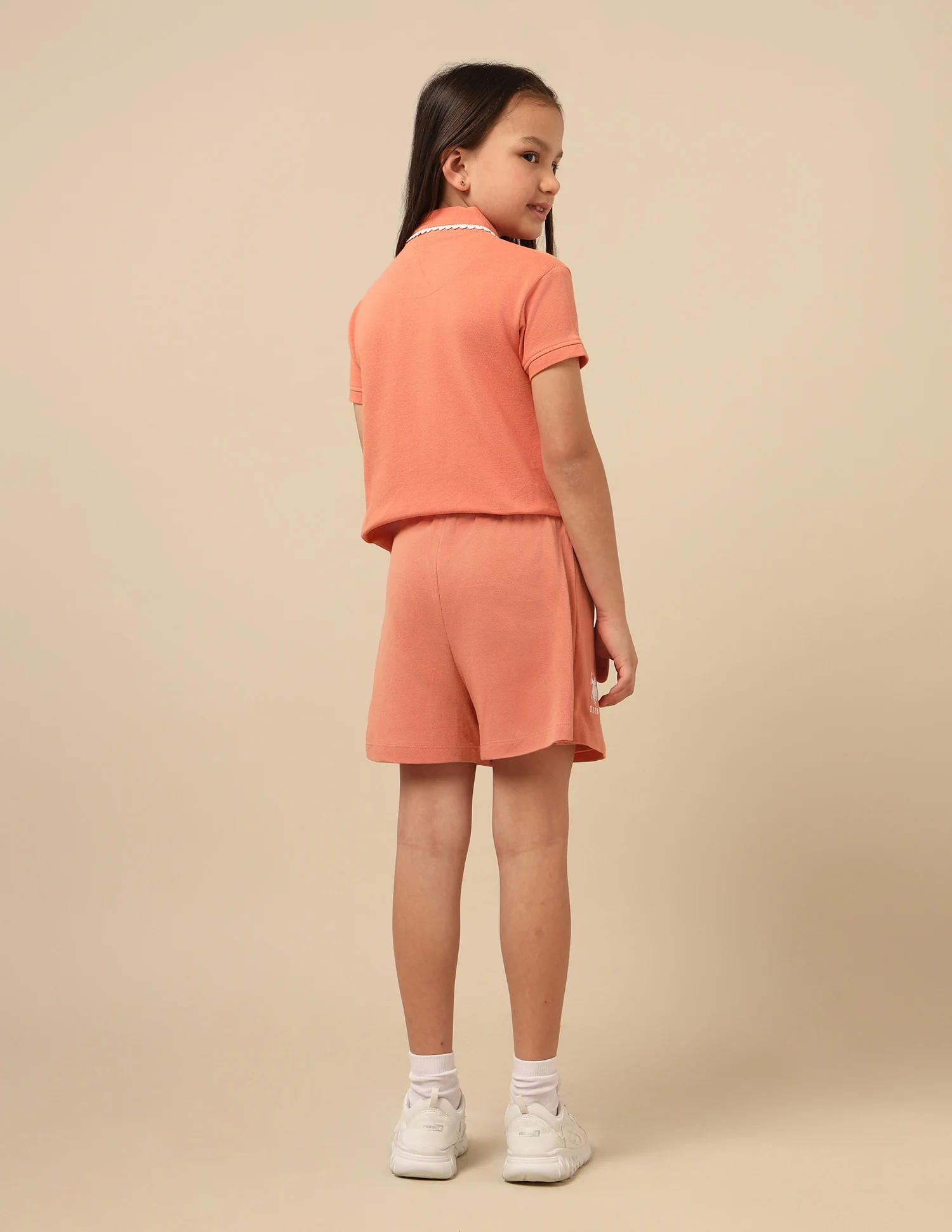 Girls Solid Lace Trim Skort - Image 5