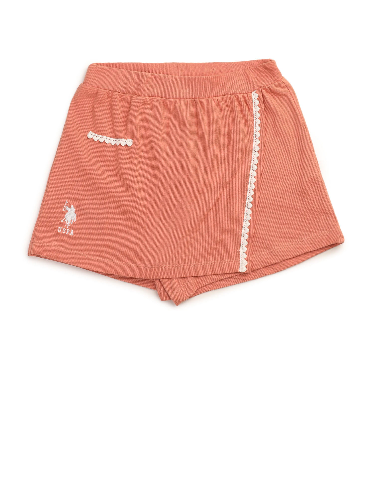 Girls Solid Lace Trim Skort - Image 8