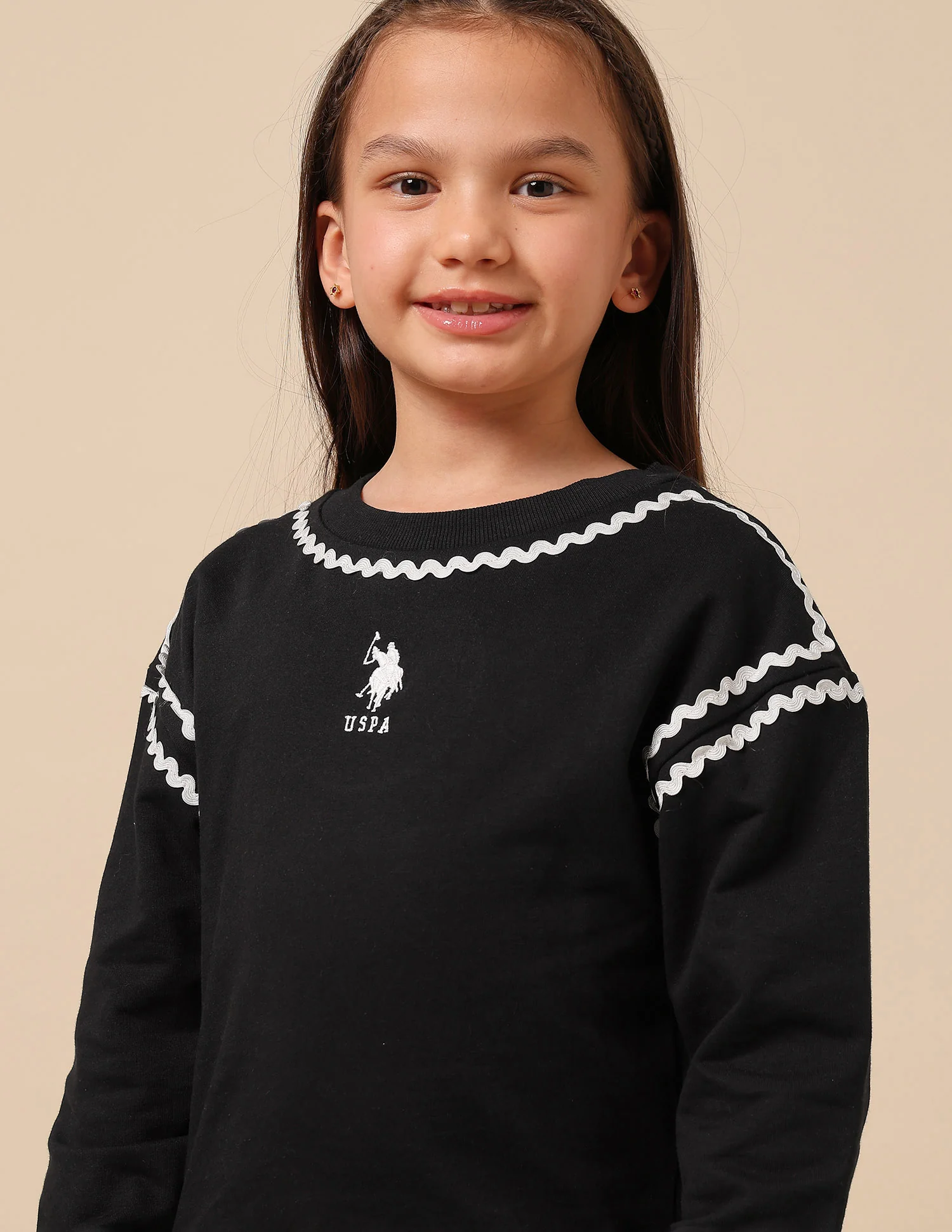 Girls Solid Lace Trim Sweatshirt - Image 7