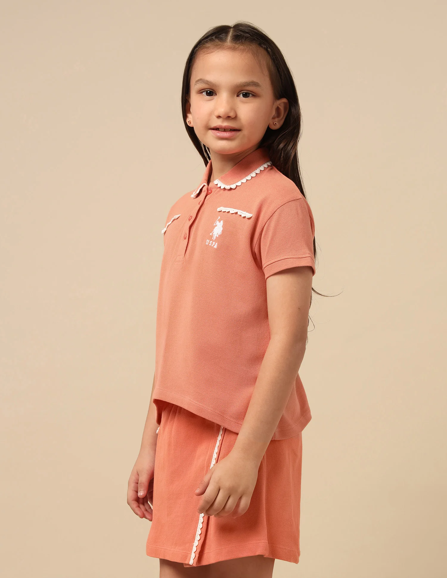 Girls Solid Lace Trim Top - Image 4
