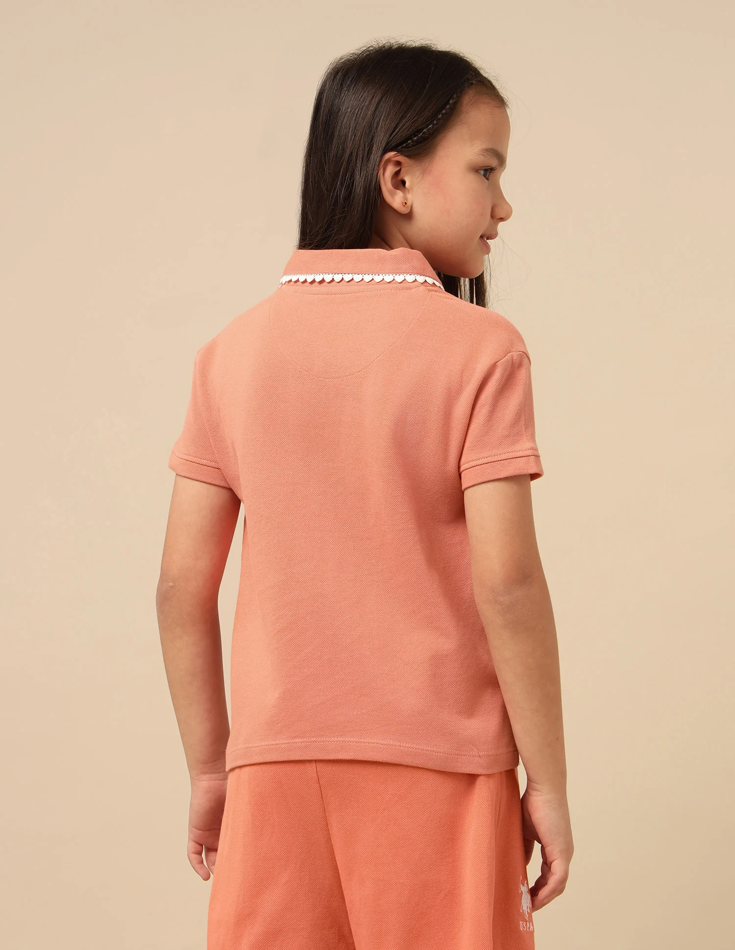 Girls Solid Lace Trim Top - Image 5