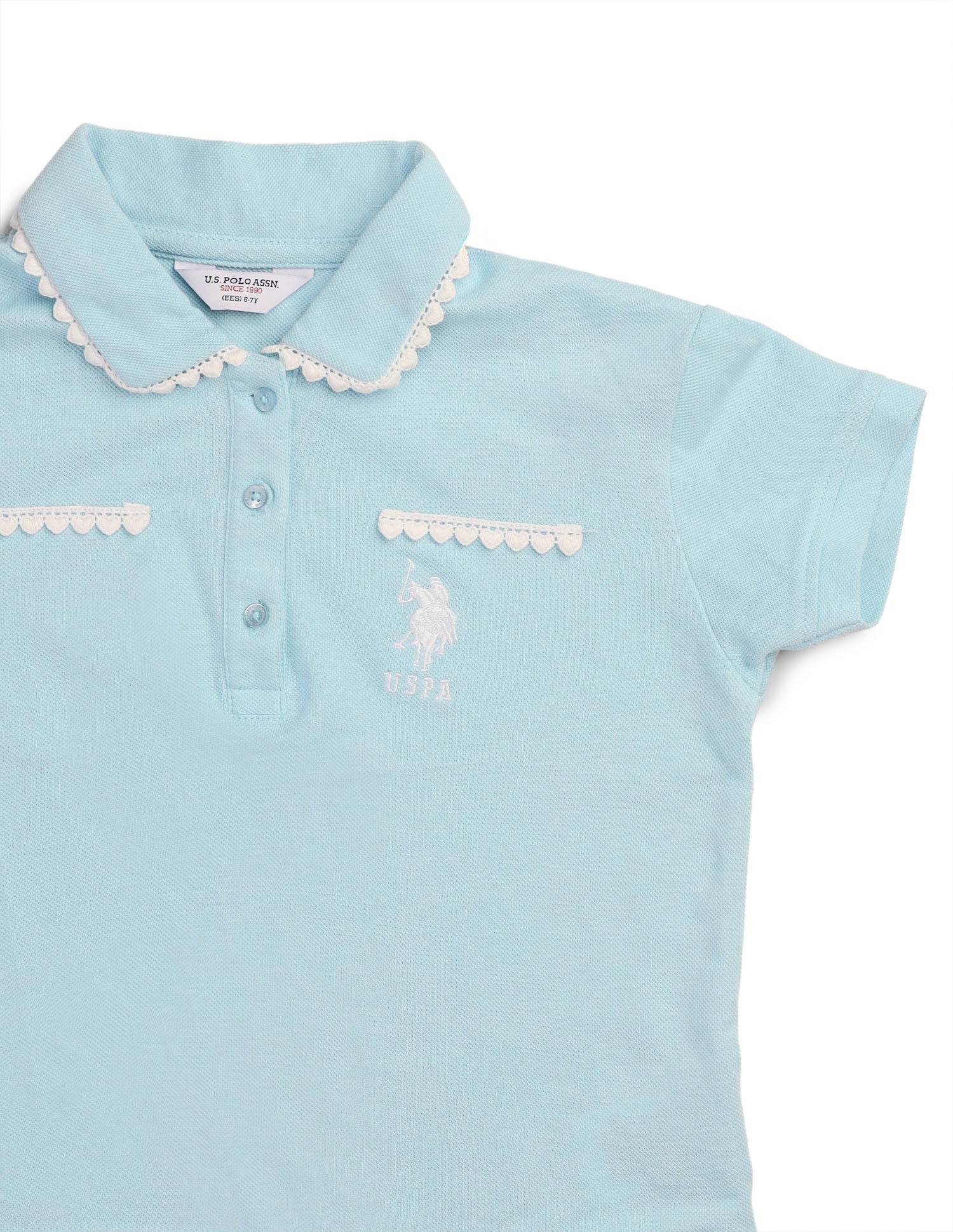 Girls Solid Lace Trim Top - Image 10