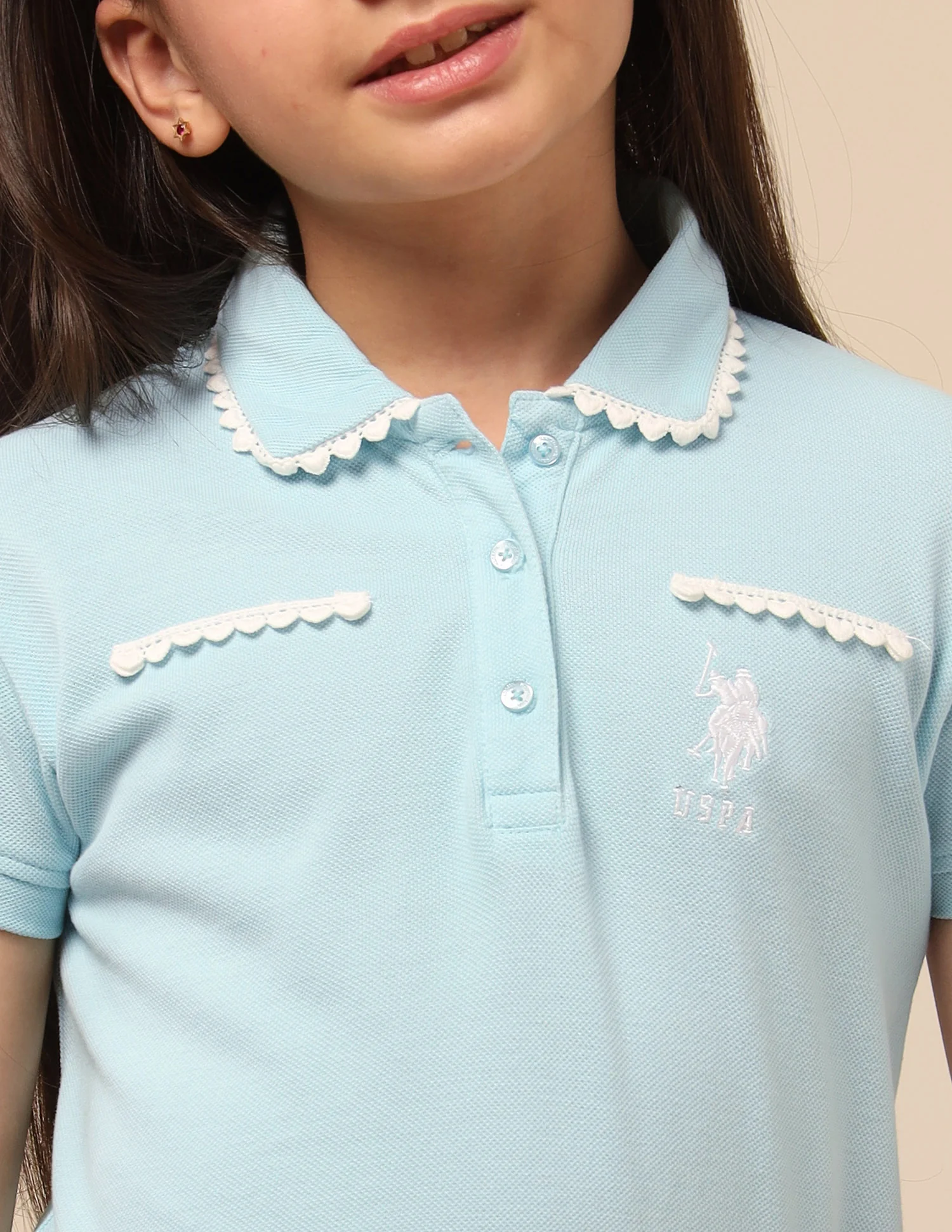 Girls Solid Lace Trim Top - Image 7