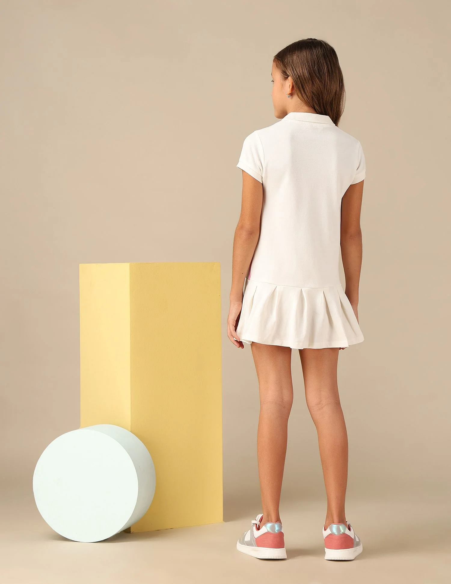 Girls Solid Pleated Tennis Dress - Image 3