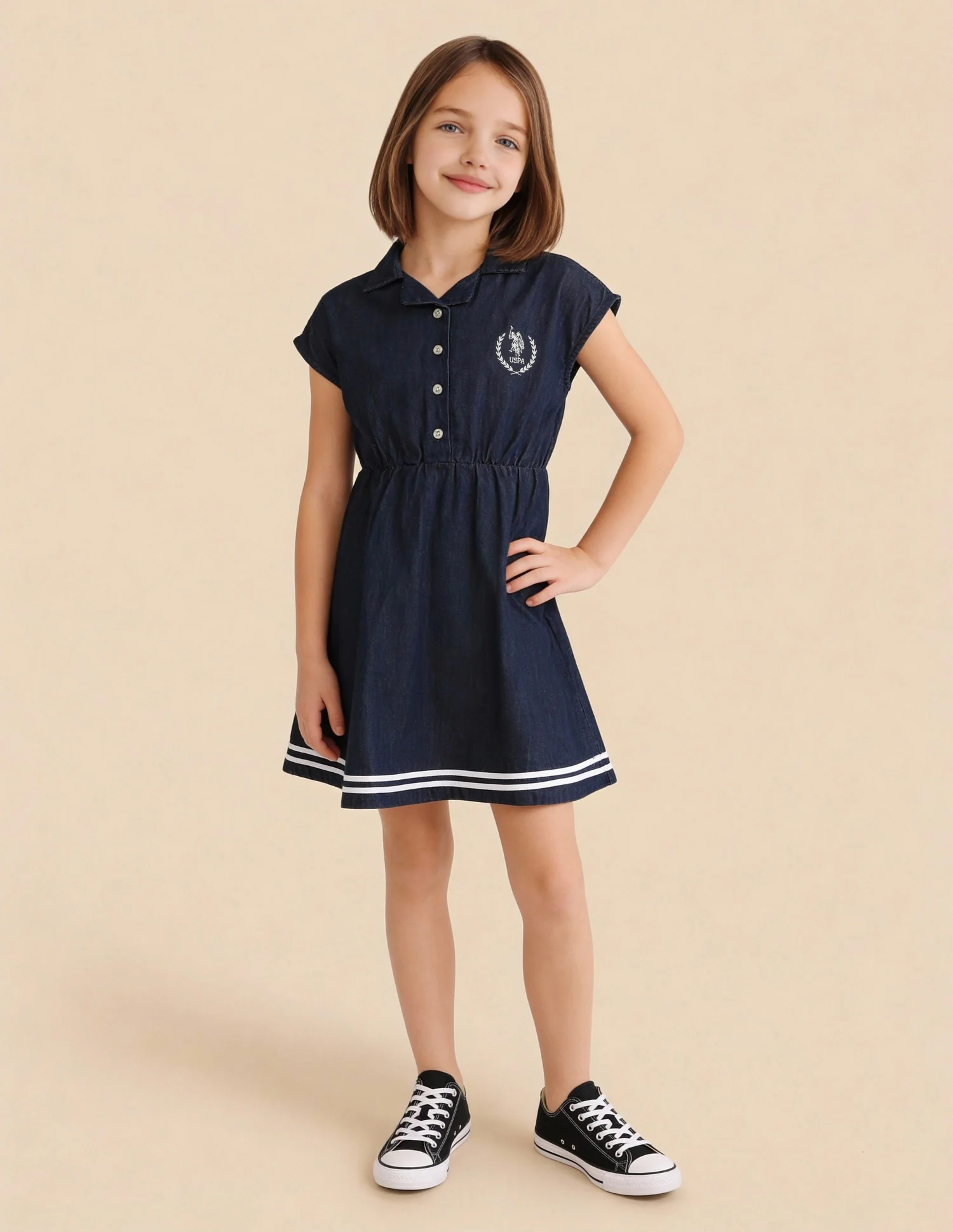 Girls Solid Regular Fit Dress - Image 5