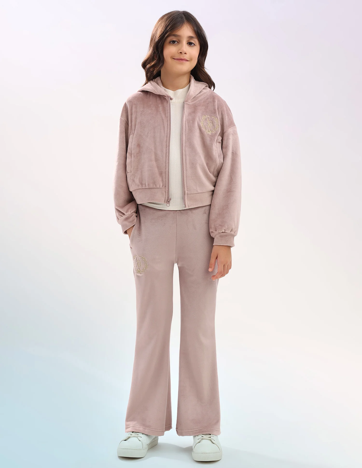 Girls Solid Regular Fit Flared Track Pants - Image 3