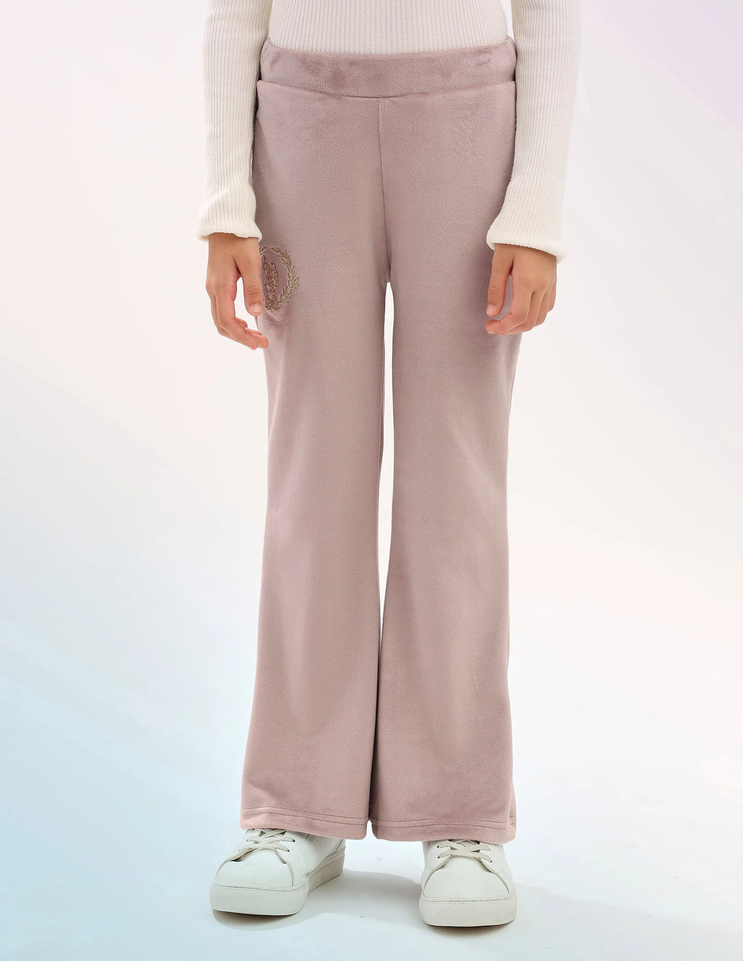 Girls Solid Regular Fit Flared Track Pants - Image 6