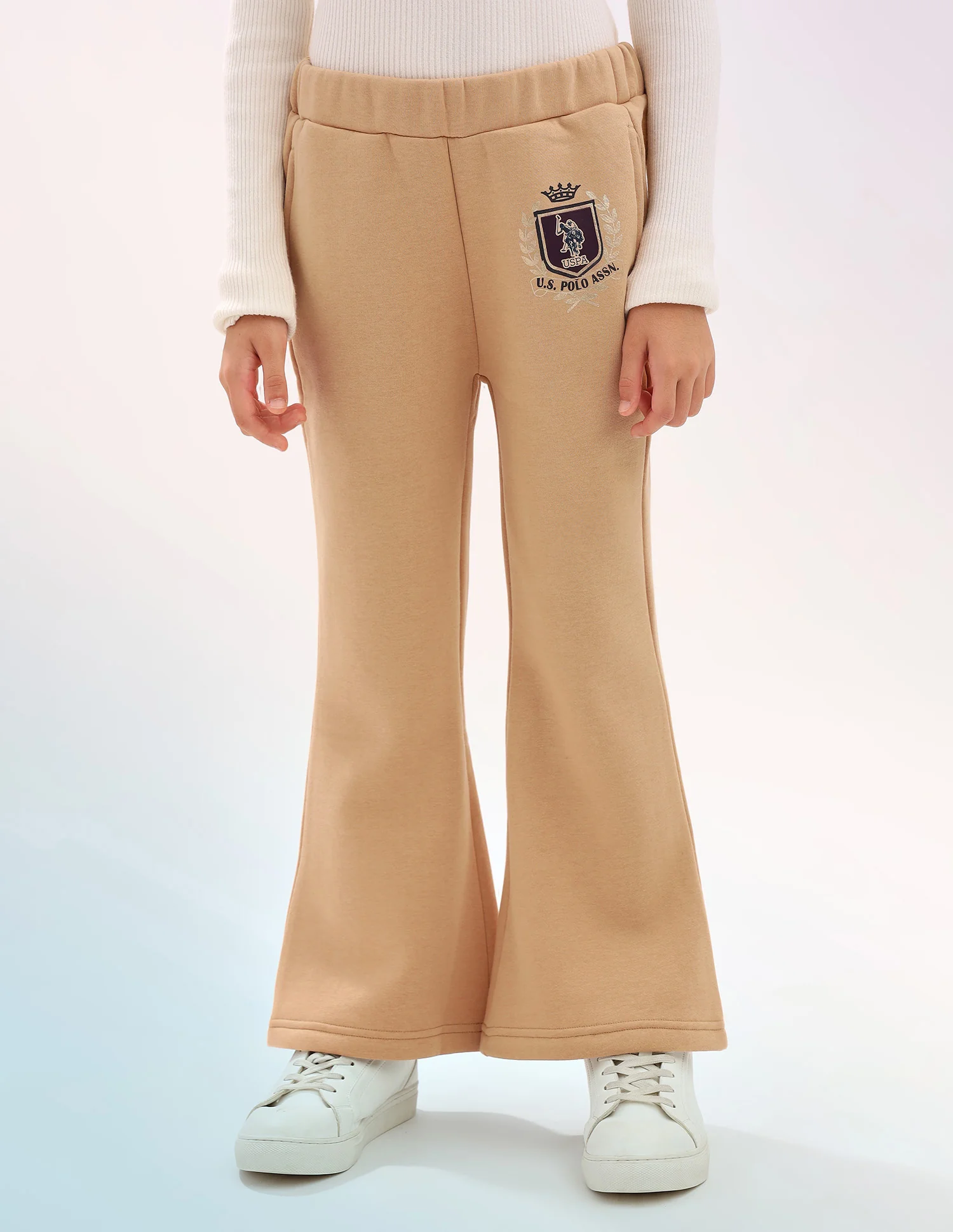 Girls Solid Regular Fit Flared Track Pants - Image 6