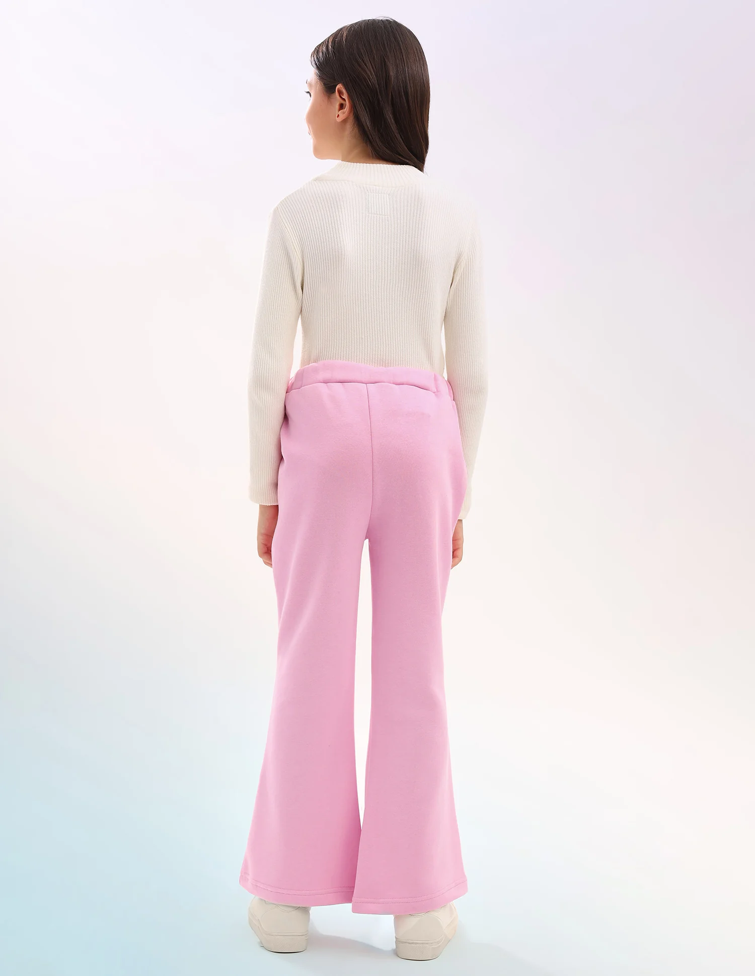 Girls Solid Regular Fit Flared Track Pants - Image 5