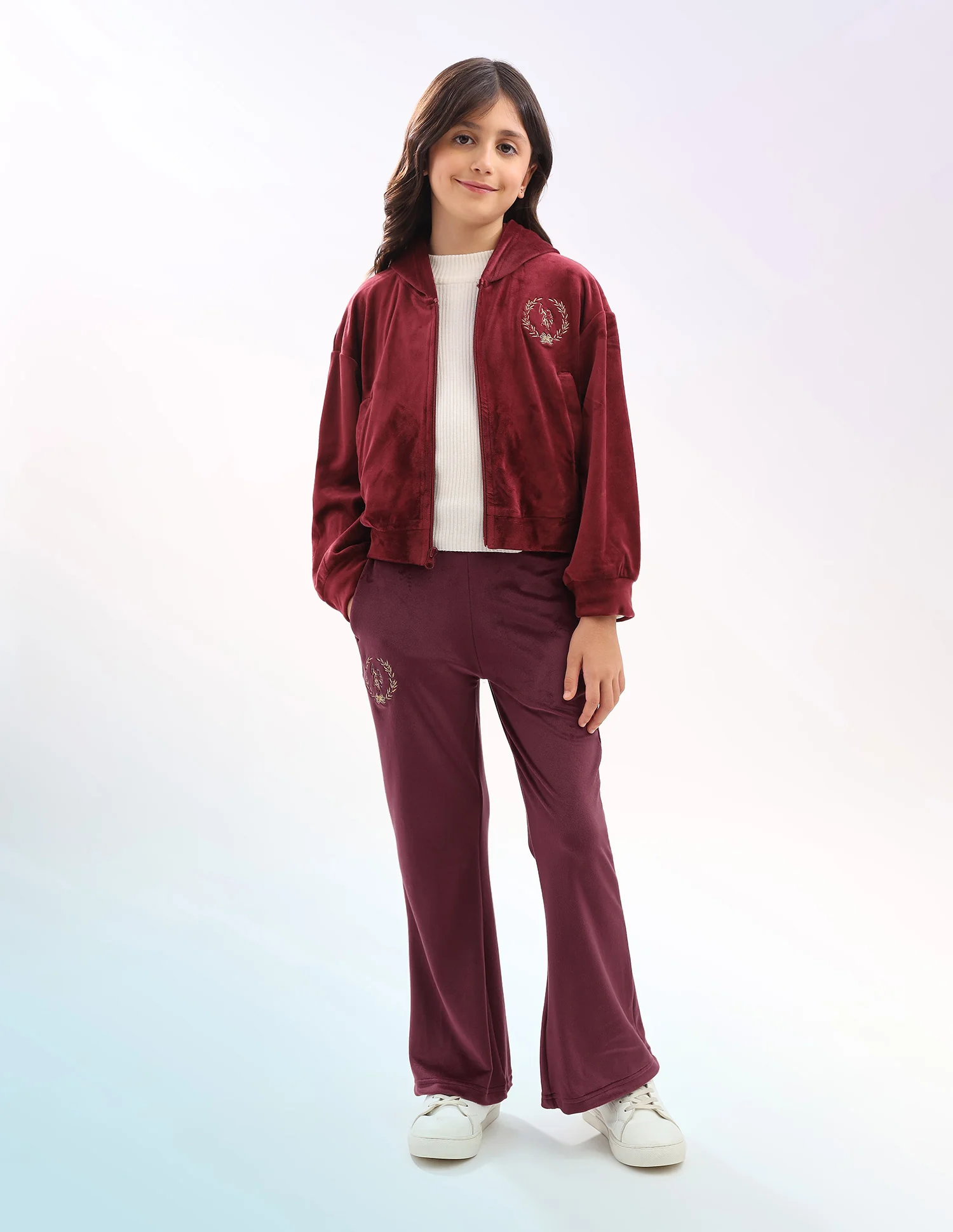 Girls Solid Regular Fit Flared Track Pants - Image 3