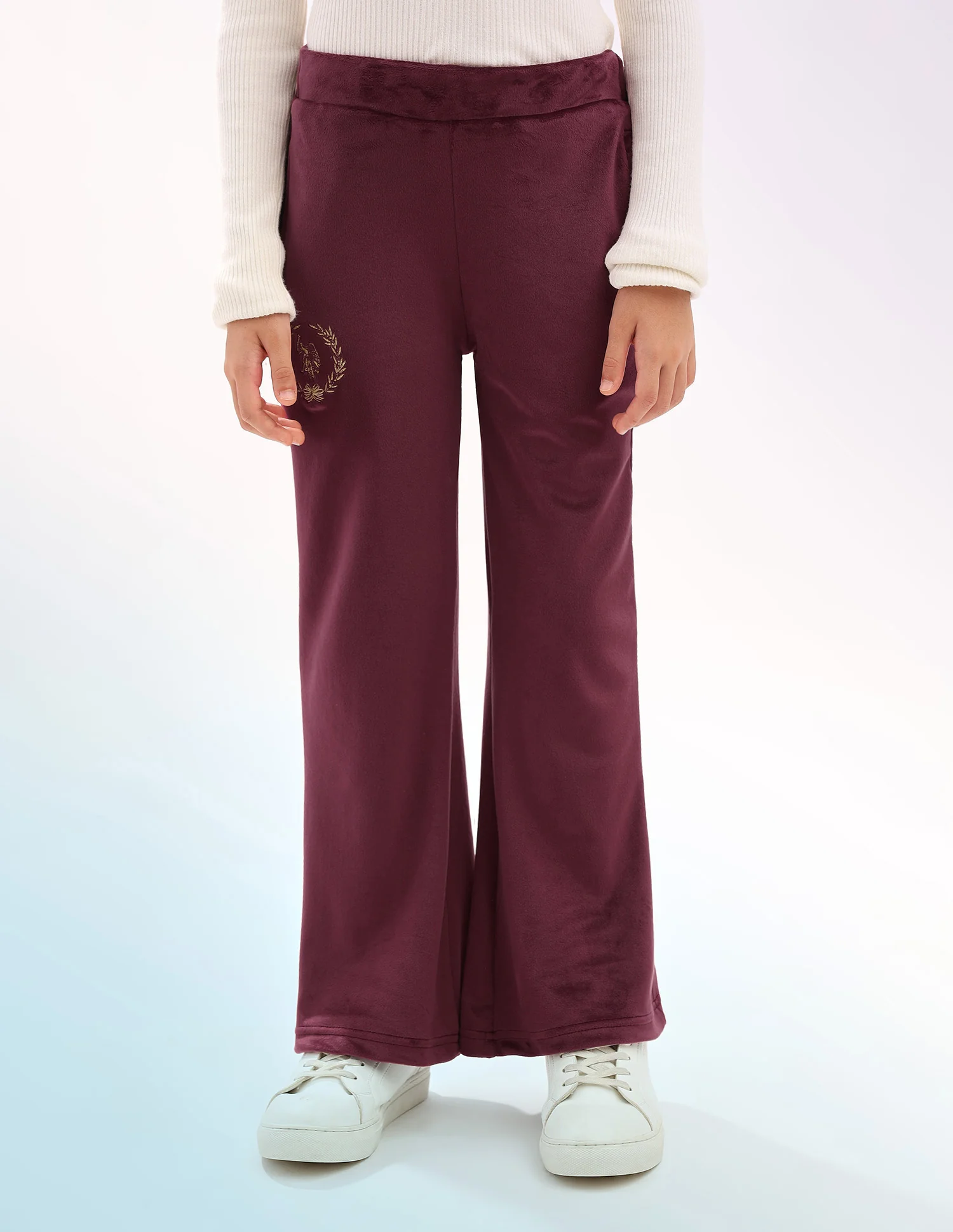 Girls Solid Regular Fit Flared Track Pants - Image 6