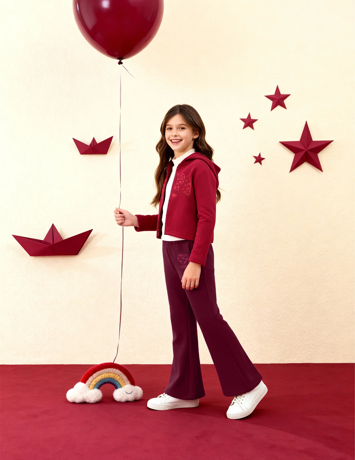 Girls Solid Regular Fit Flared Track Pants