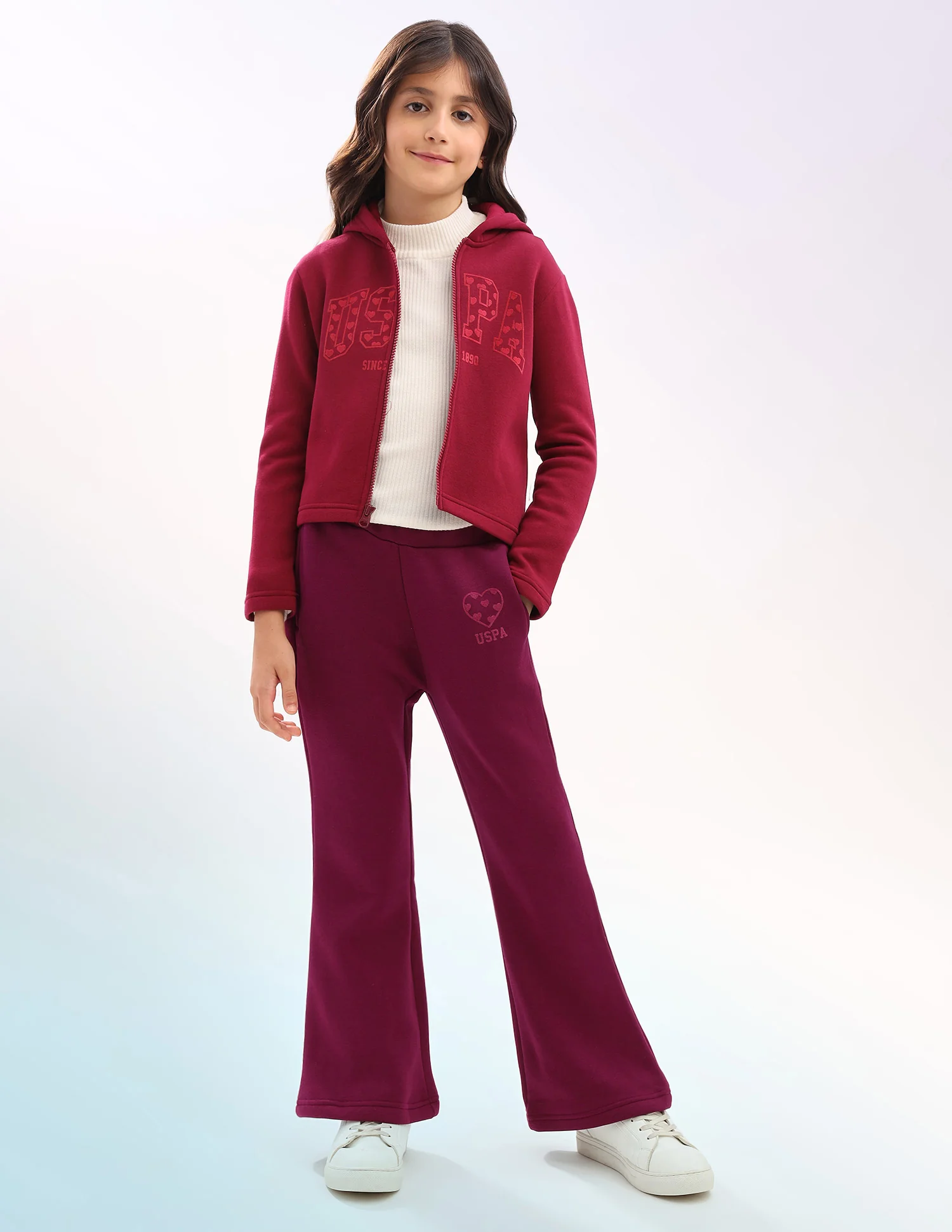 Girls Solid Regular Fit Flared Track Pants - Image 3