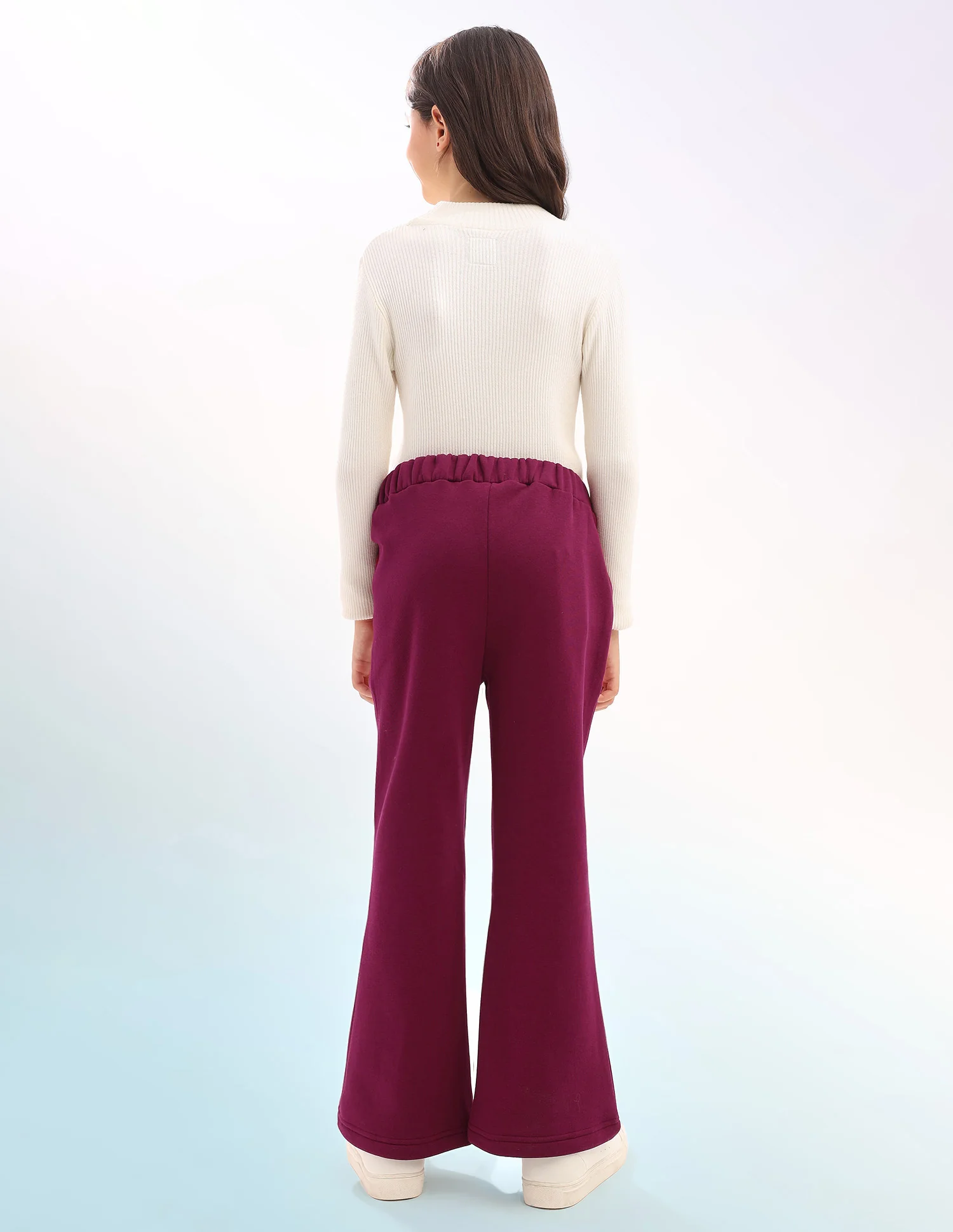 Girls Solid Regular Fit Flared Track Pants - Image 5